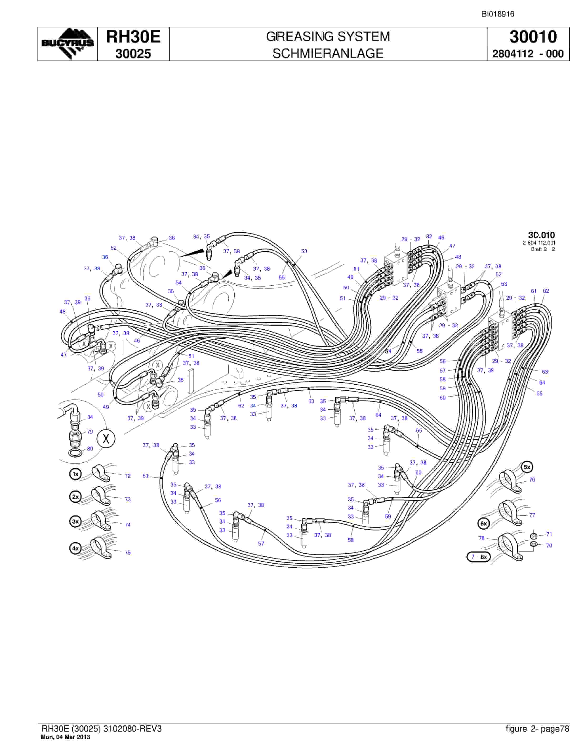 Bucyrus RH30E Hydraulic Excavator Parts Catalog BI018916-3