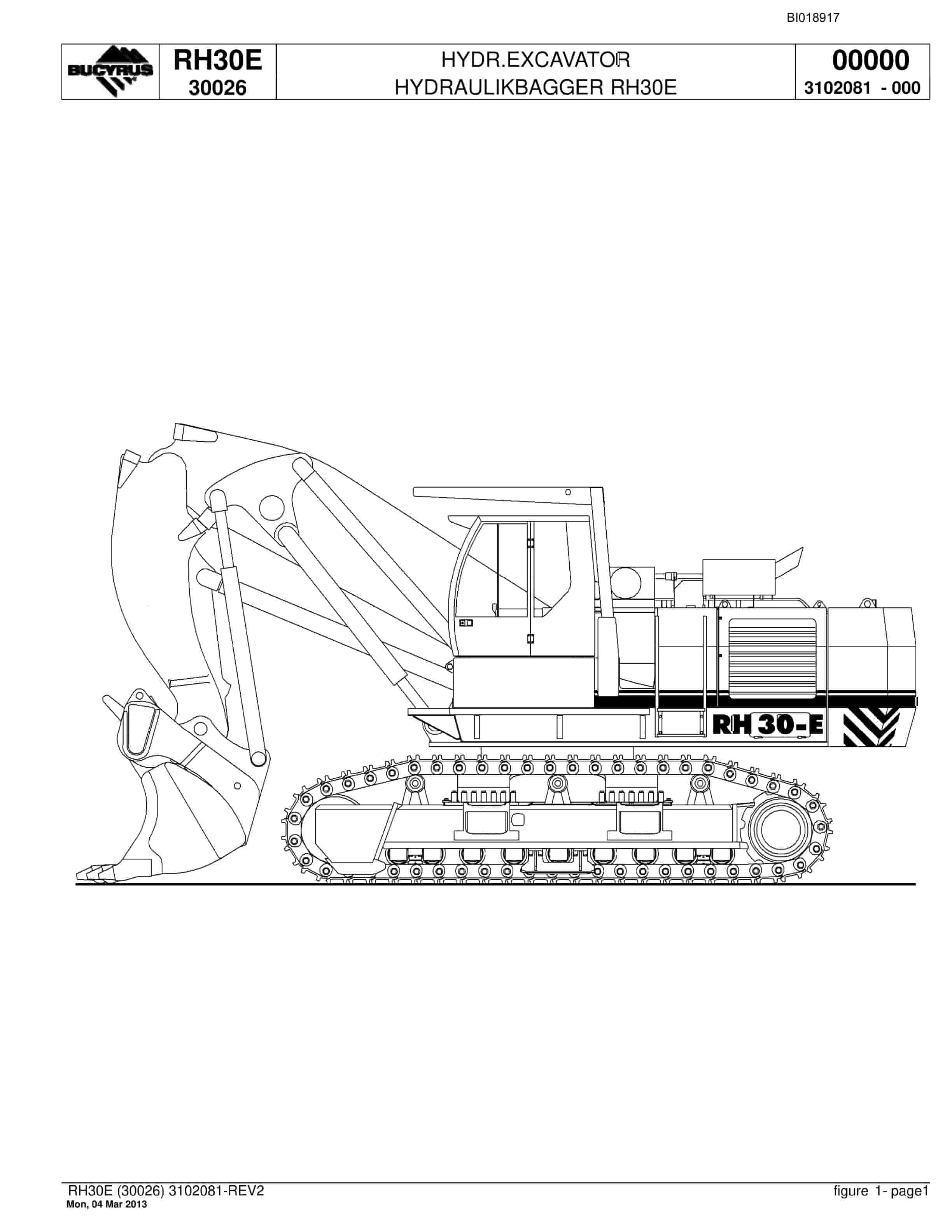 Bucyrus RH30E Hydraulic Excavator Parts Catalog BI018917