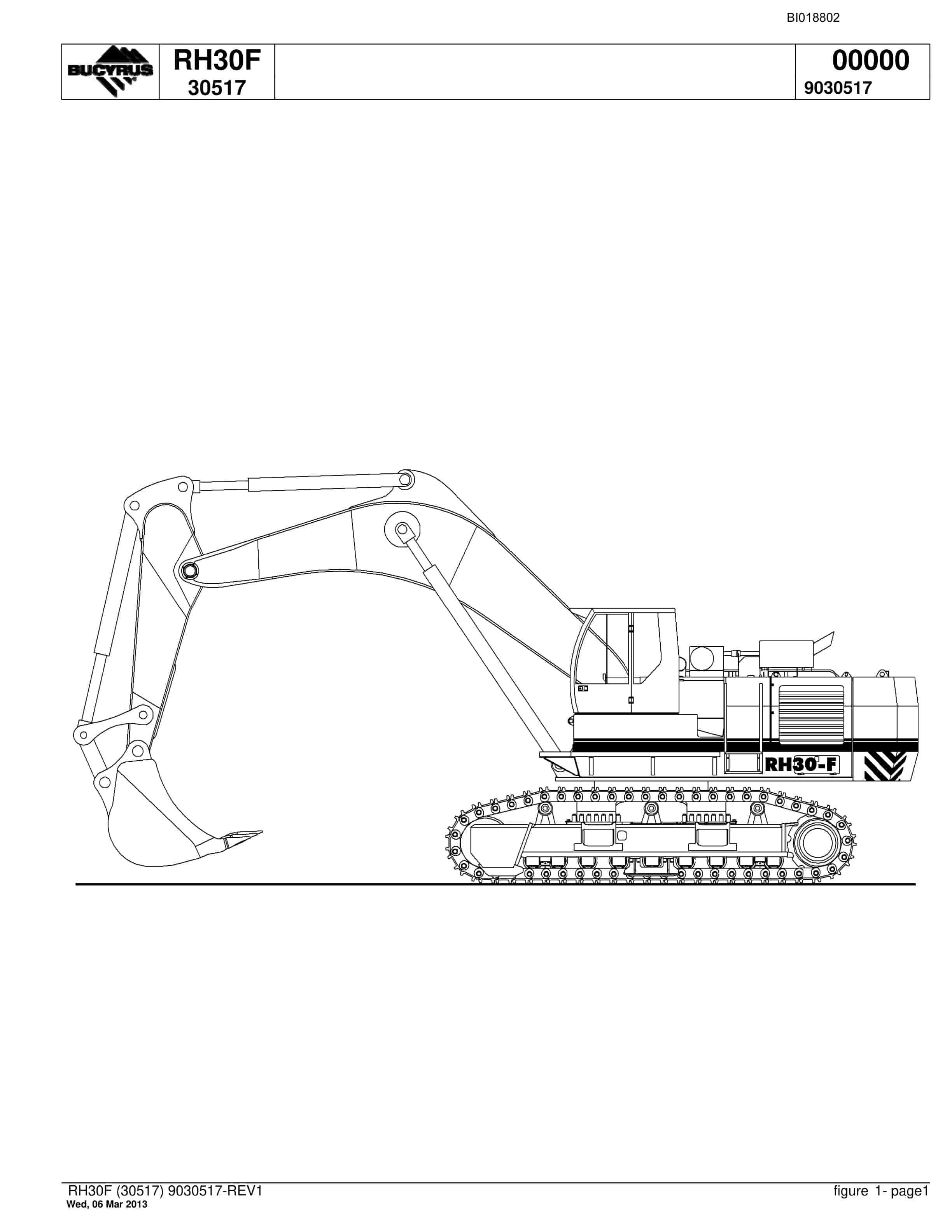Bucyrus RH30F Hydraulic Excavator Parts Catalog BI018802