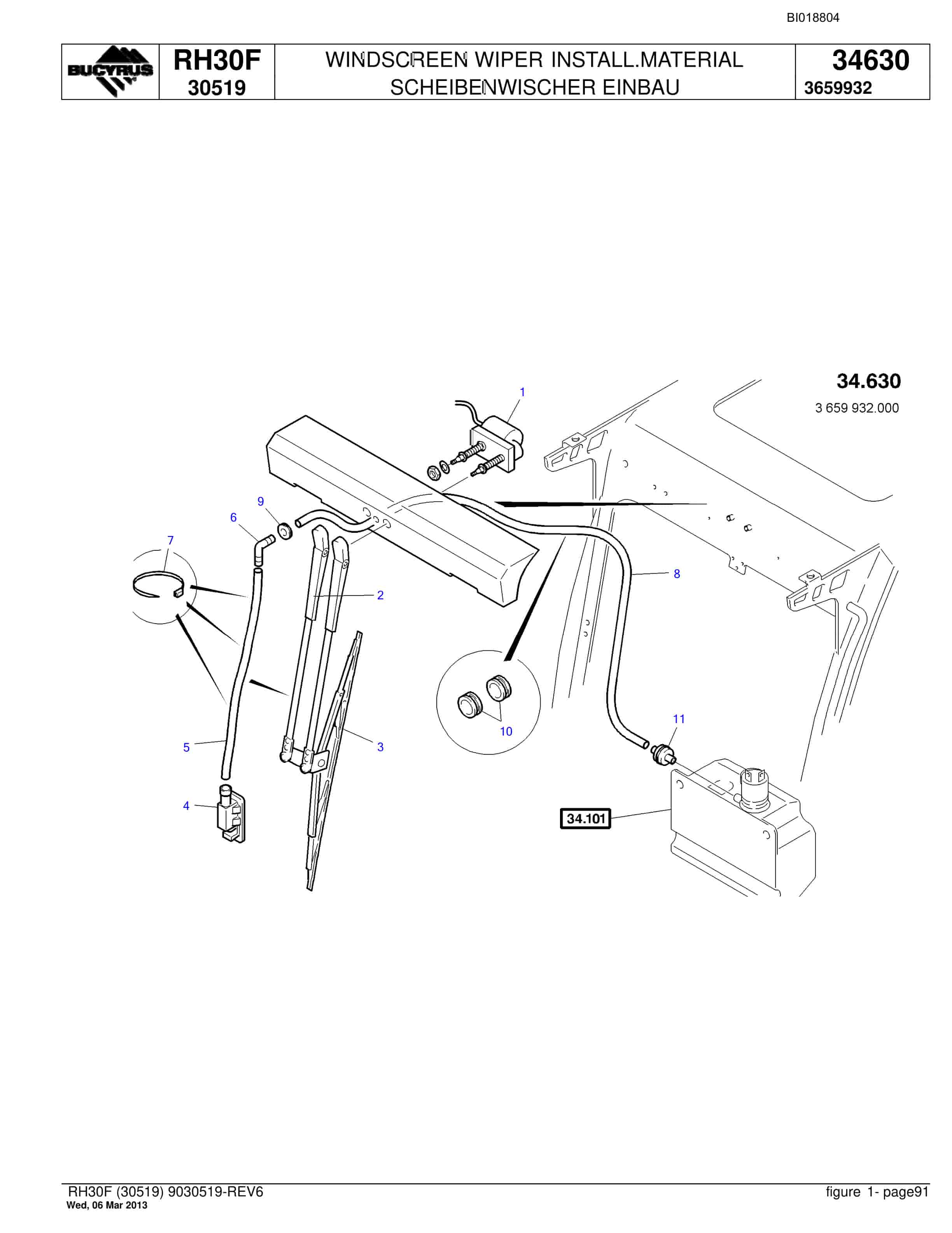 Bucyrus RH30F Hydraulic Excavator Parts Catalog BI018804-5