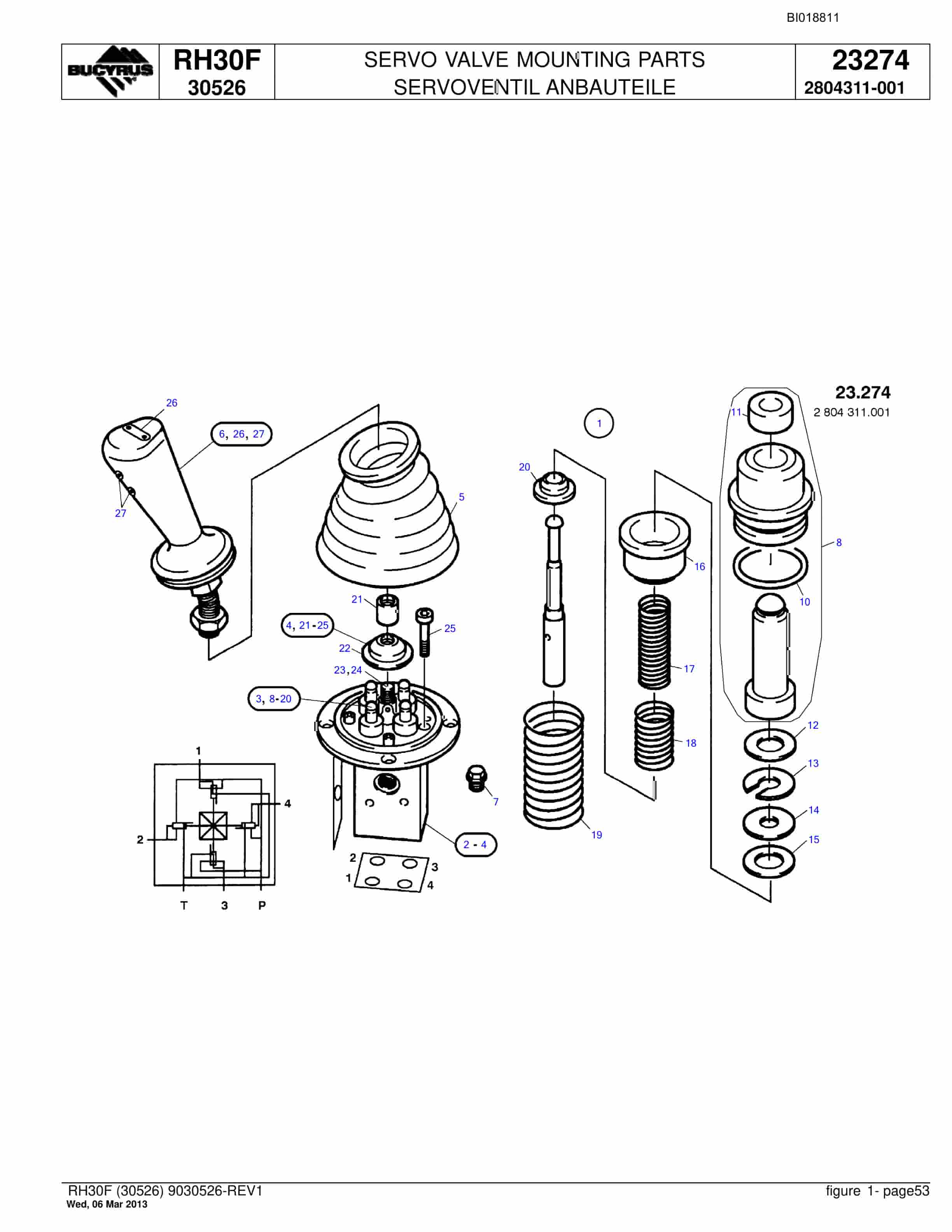 Bucyrus RH30F Hydraulic Excavator Parts Catalog BI018811-2