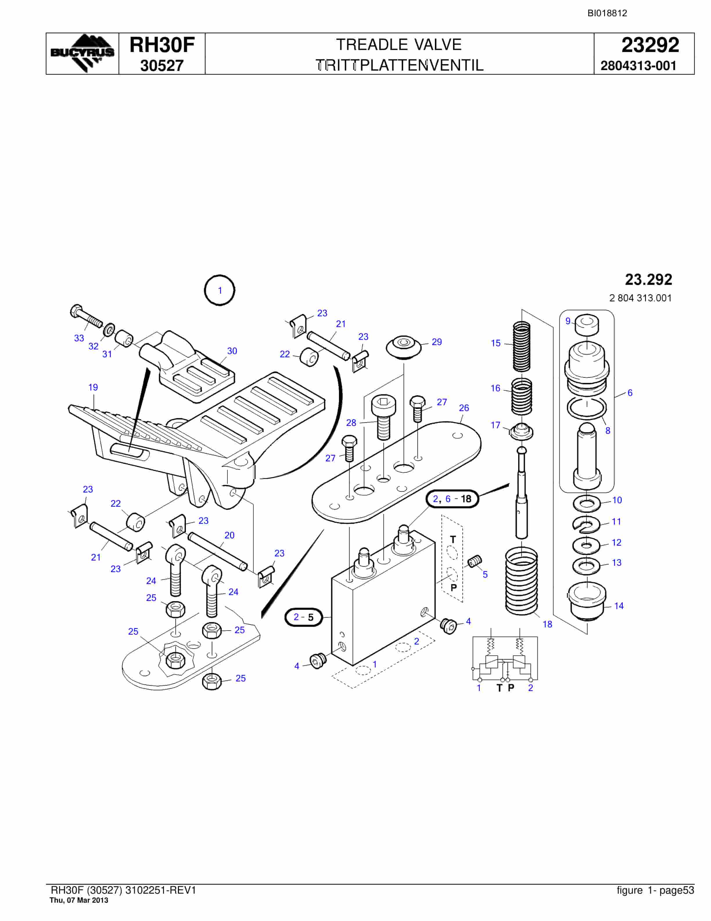 Bucyrus RH30F Hydraulic Excavator Parts Catalog BI018812-2
