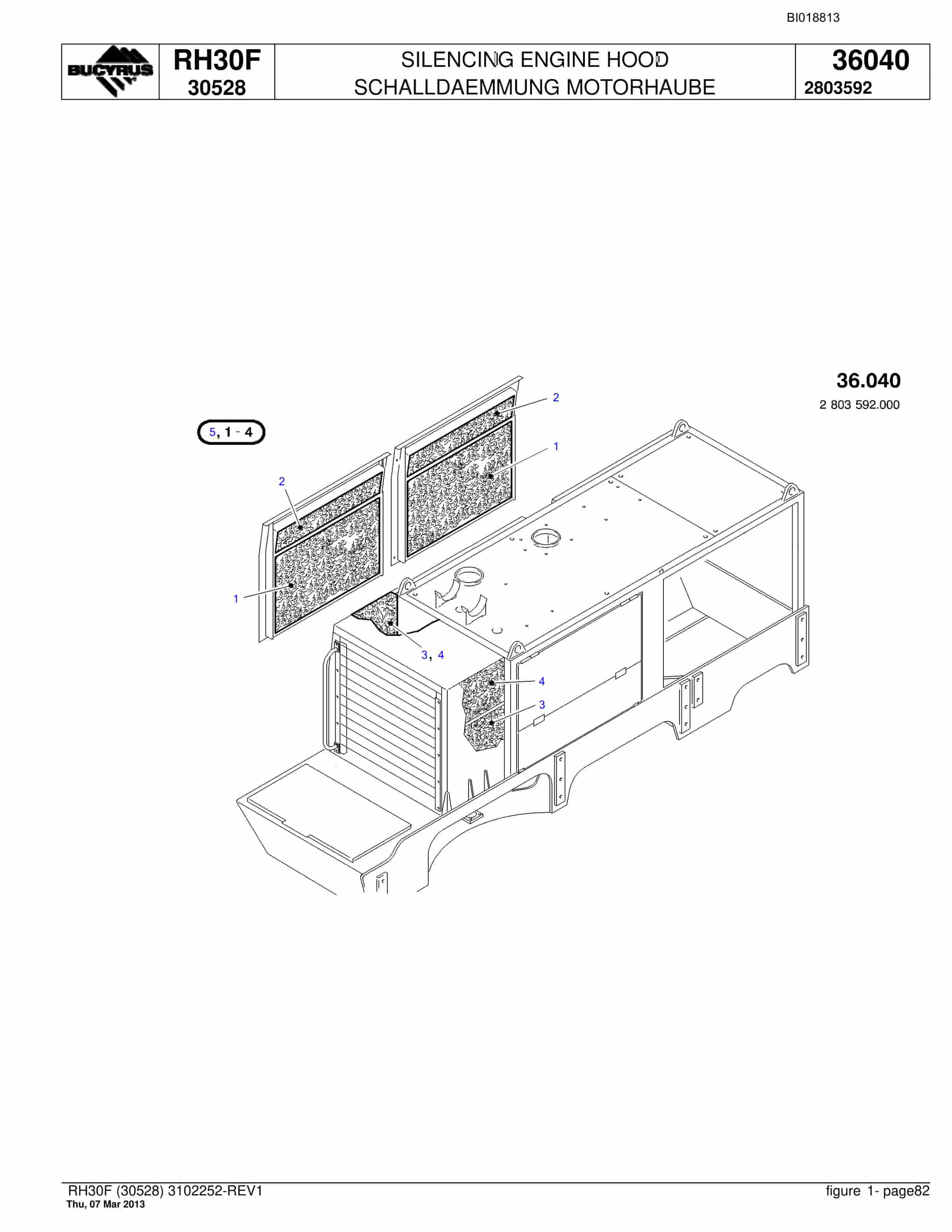 Bucyrus RH30F Hydraulic Excavator Parts Catalog BI018813-5
