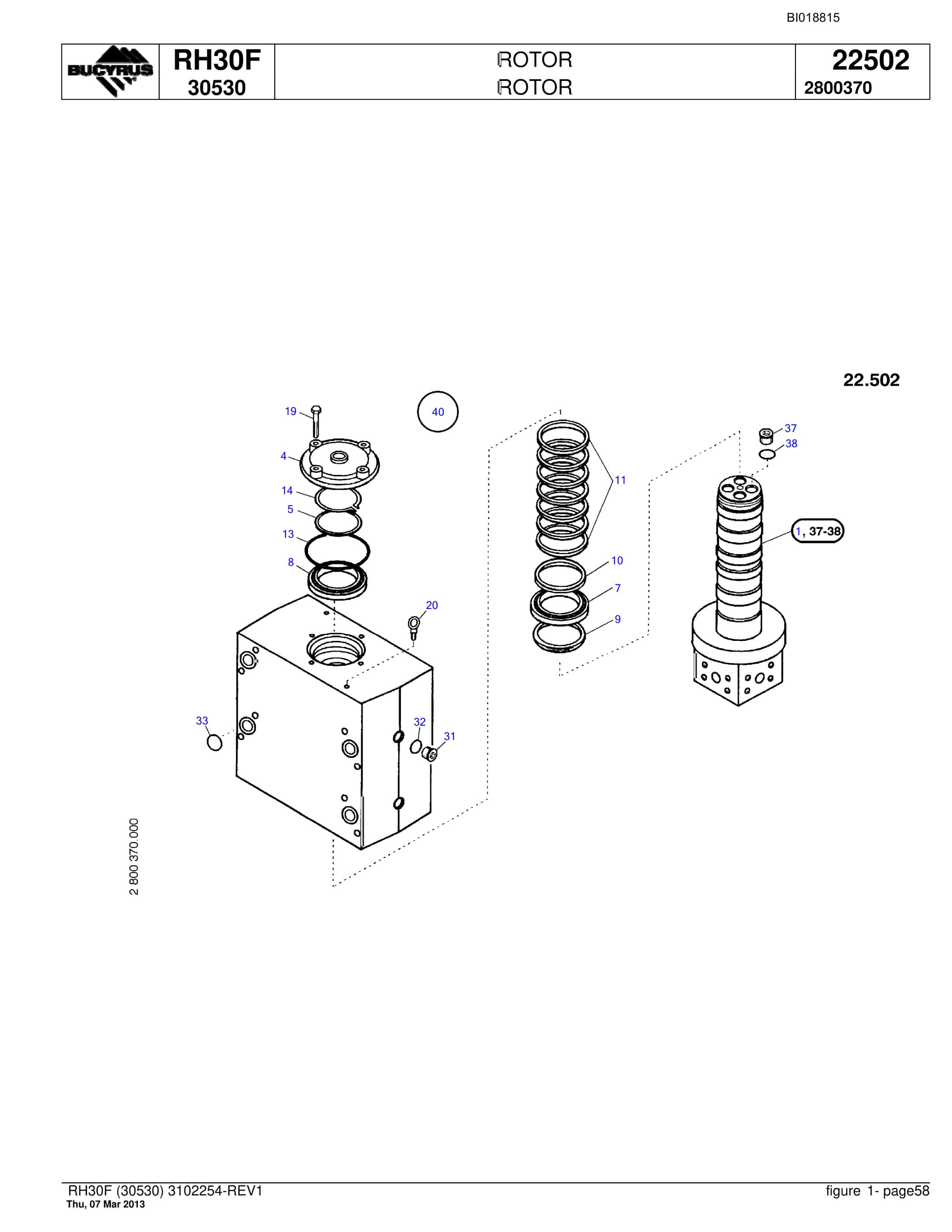 Bucyrus RH30F Hydraulic Excavator Parts Catalog BI018815-2