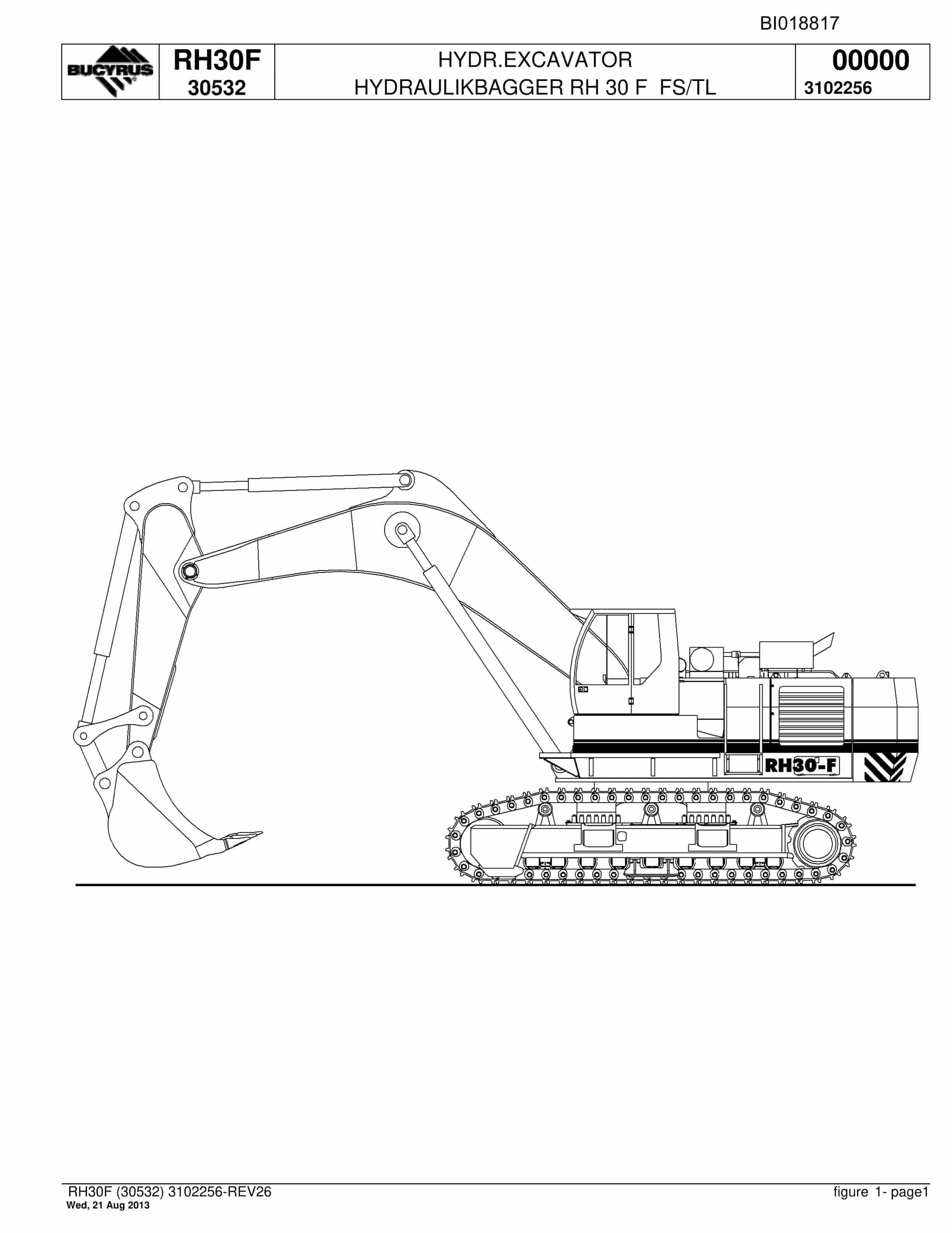 Bucyrus RH30F Hydraulic Excavator Parts Catalog BI018817