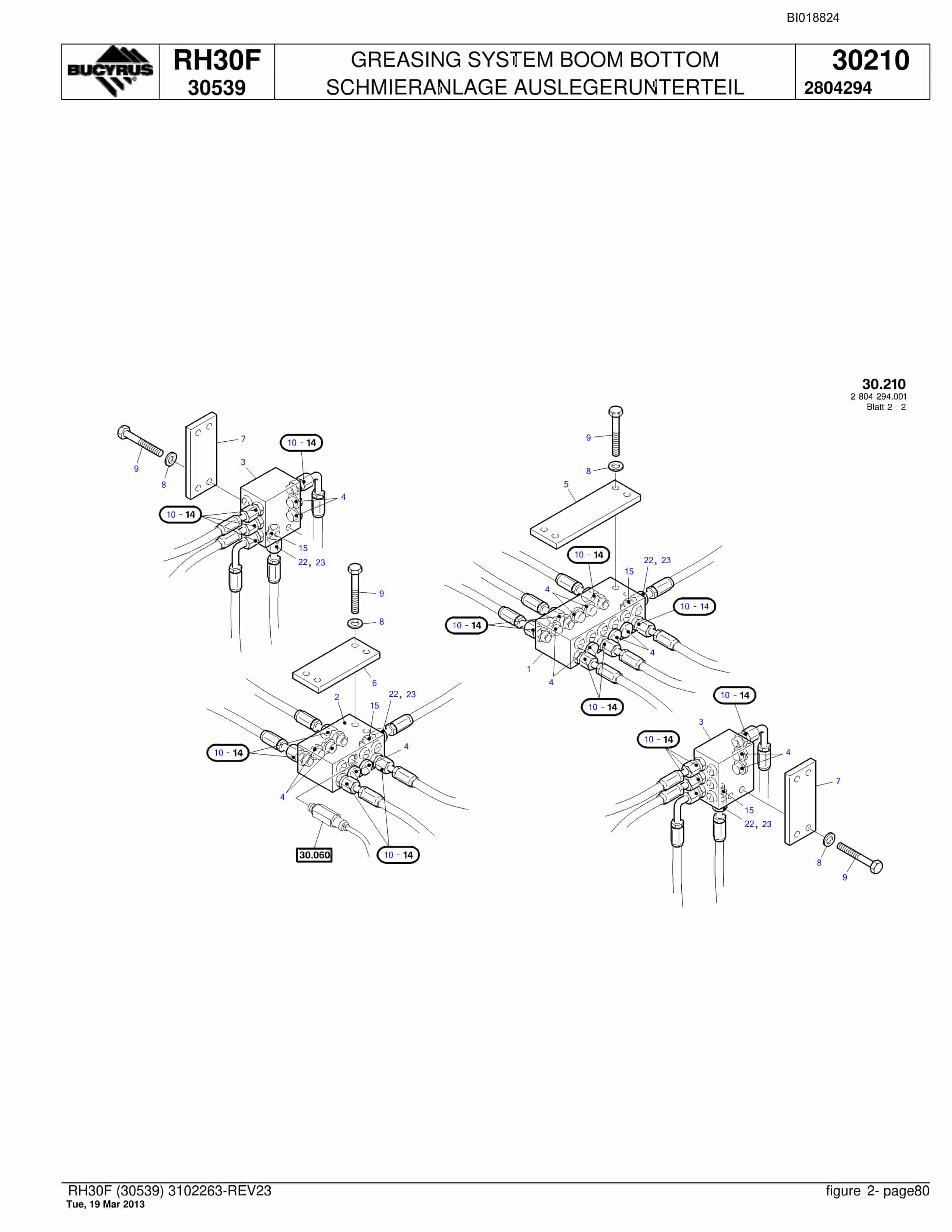 Bucyrus RH30F Hydraulic Excavator Parts Catalog BI018824-3
