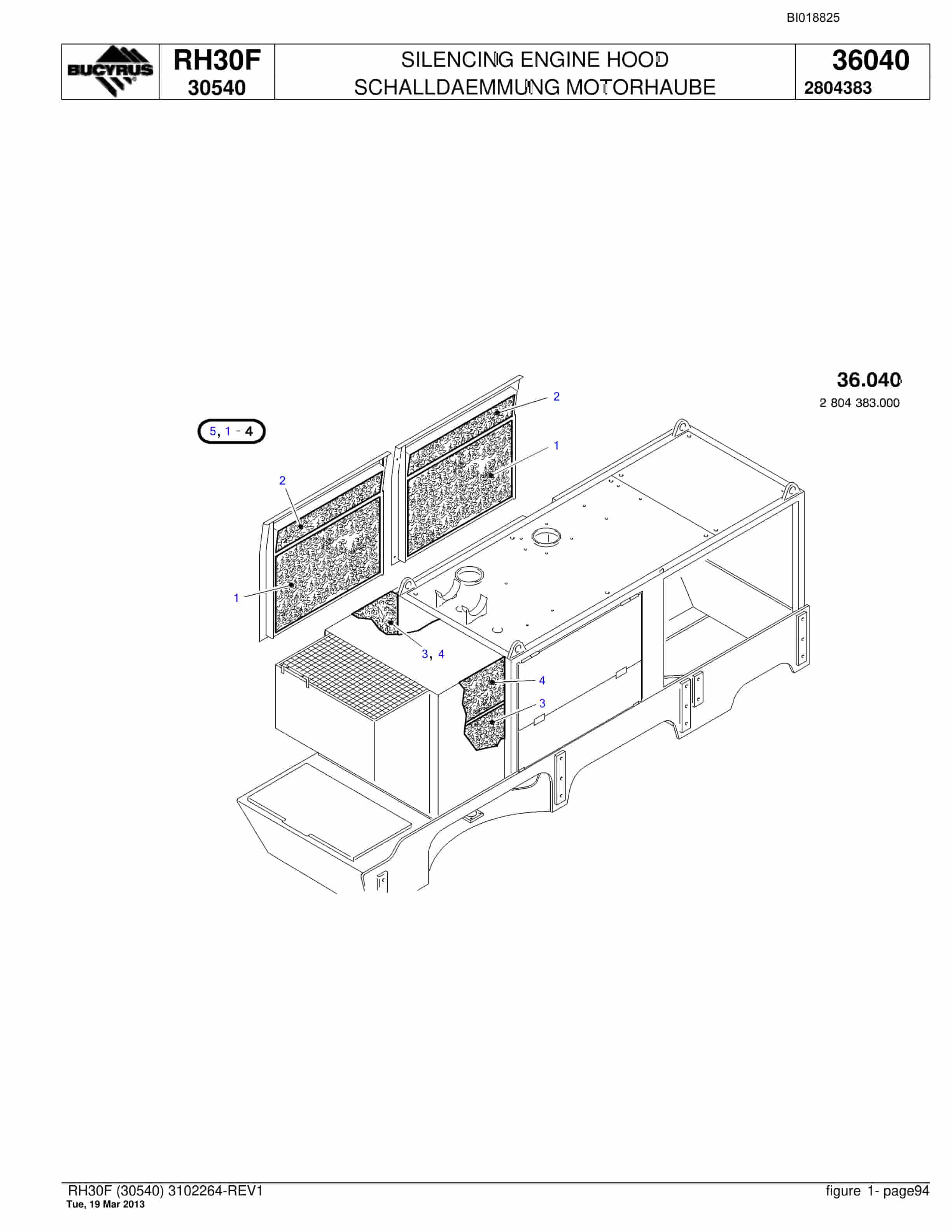 Bucyrus RH30F Hydraulic Excavator Parts Catalog BI018825-5