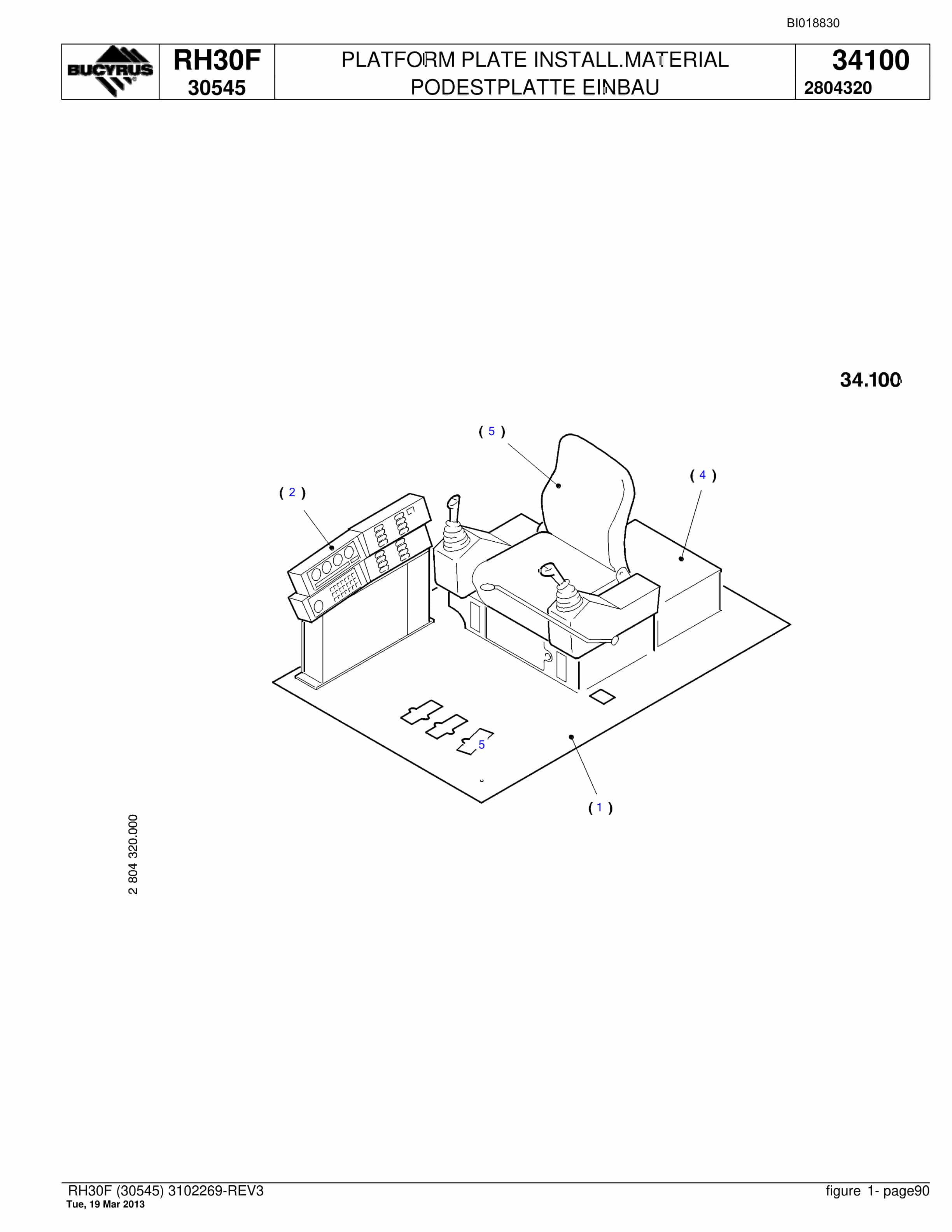 Bucyrus RH30F Hydraulic Excavator Parts Catalog BI018830-4