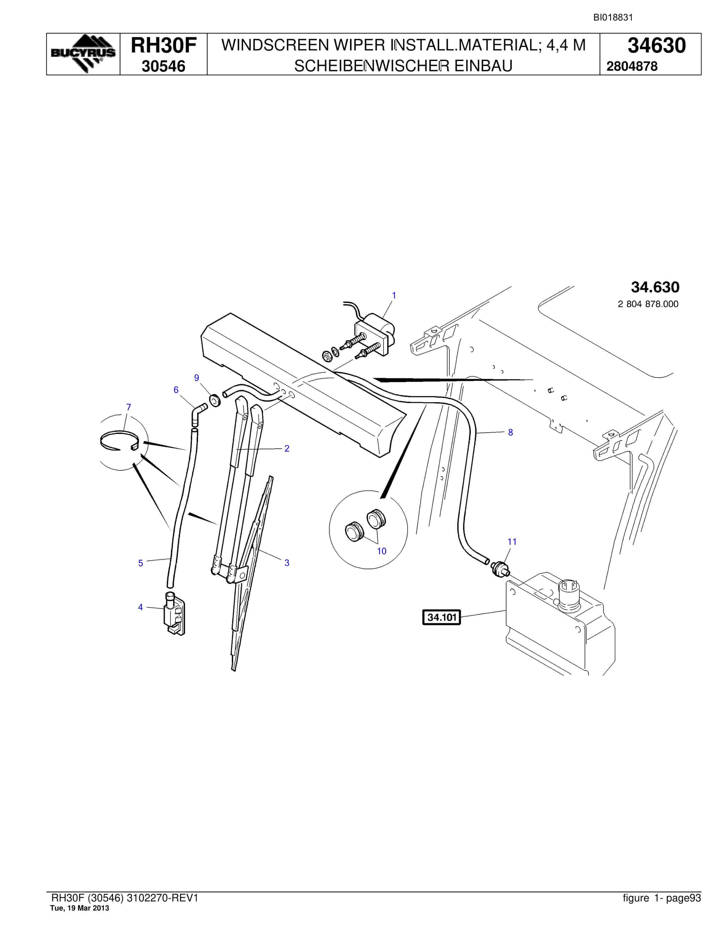 Bucyrus RH30F Hydraulic Excavator Parts Catalog BI018831-5