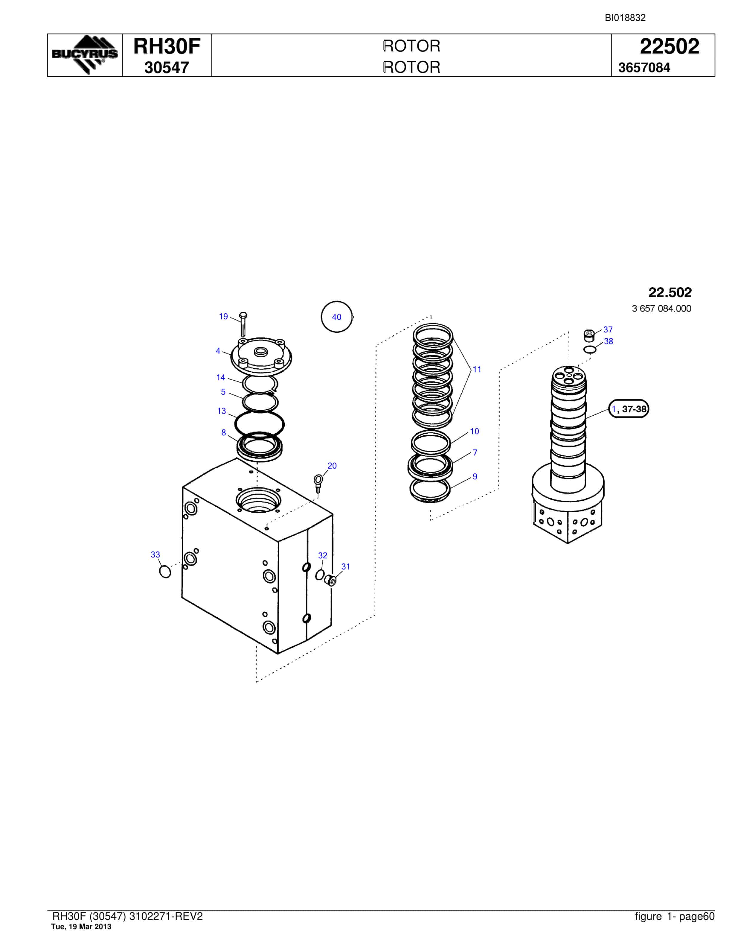 Bucyrus RH30F Hydraulic Excavator Parts Catalog BI018832-2
