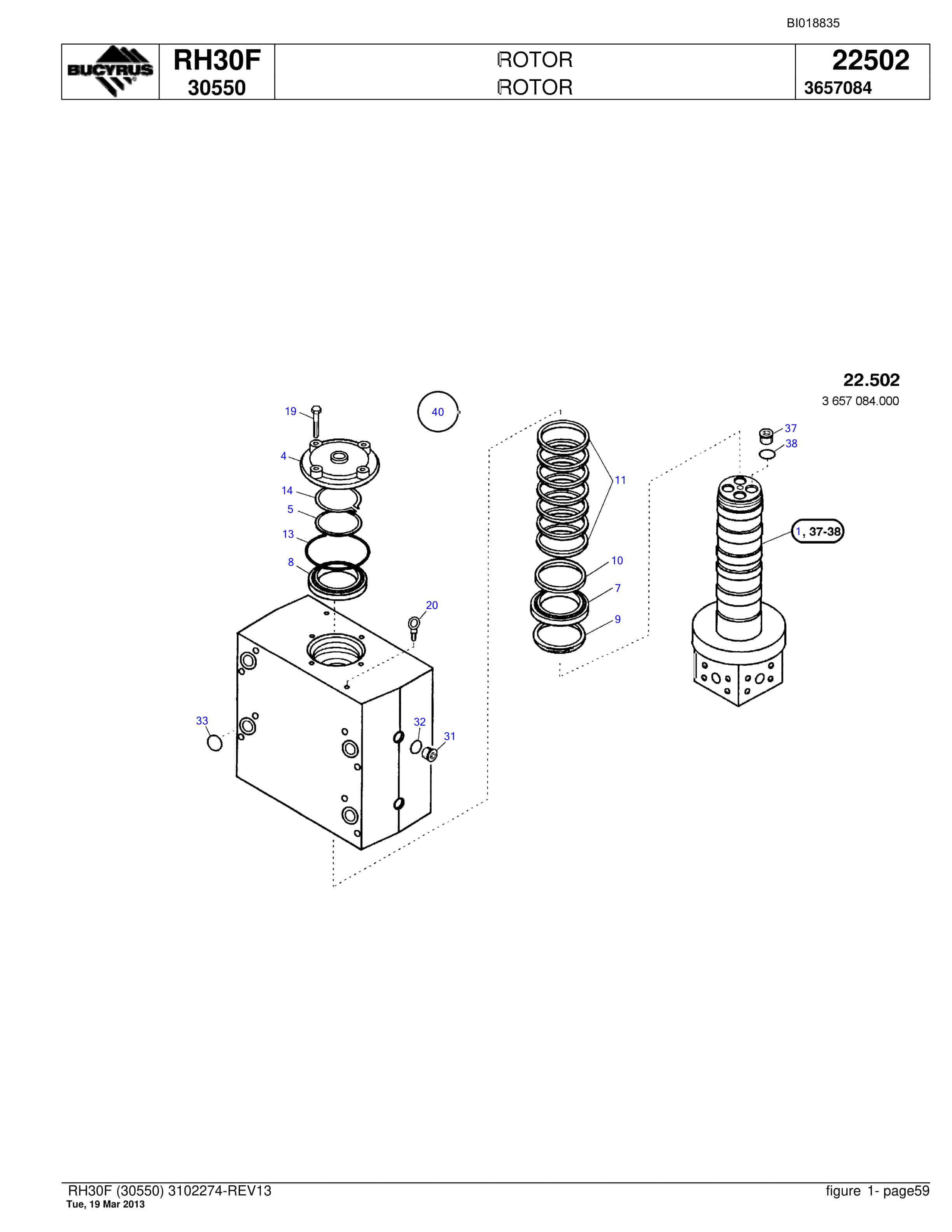 Bucyrus RH30F Hydraulic Excavator Parts Catalog BI018835-2
