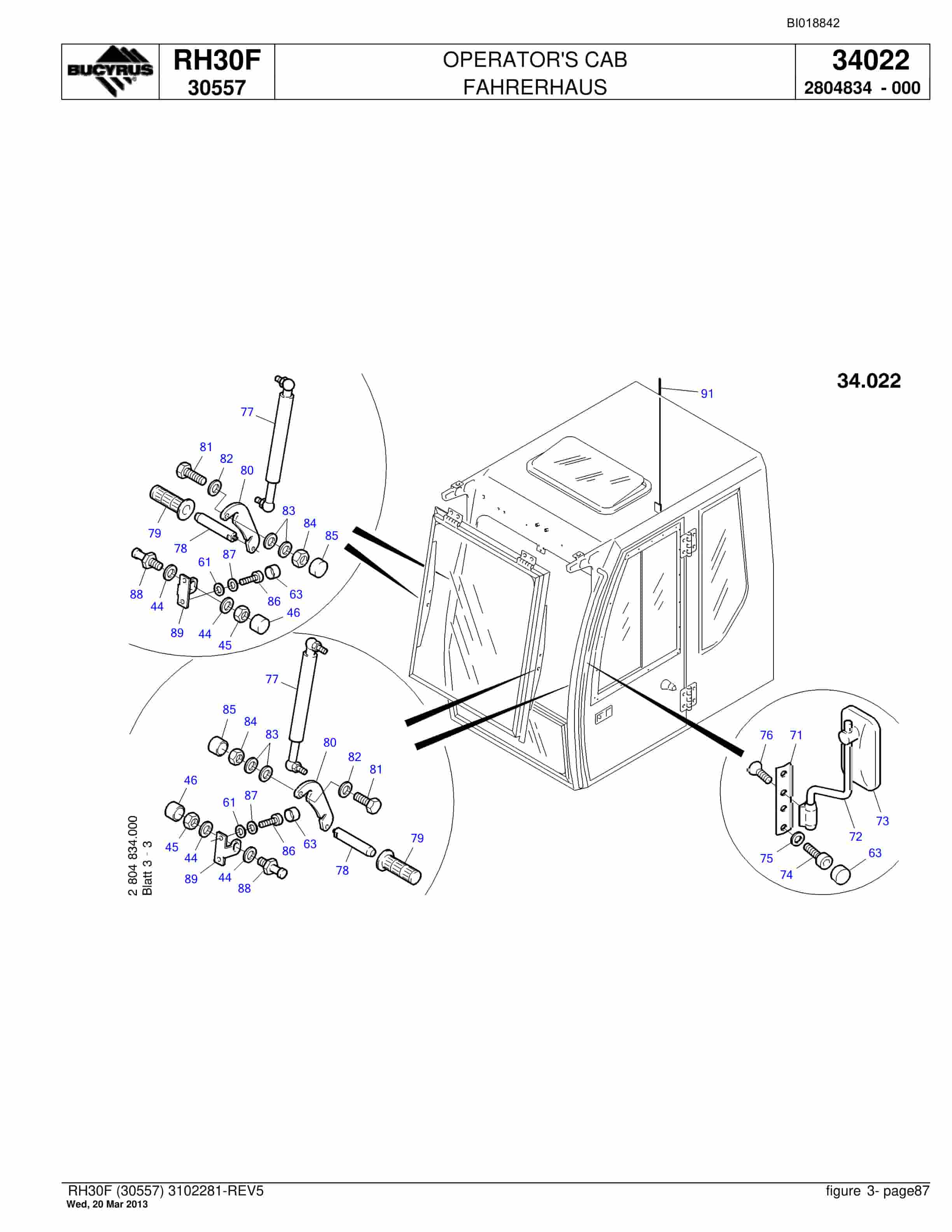 Bucyrus RH30F Hydraulic Excavator Parts Catalog BI018842-4