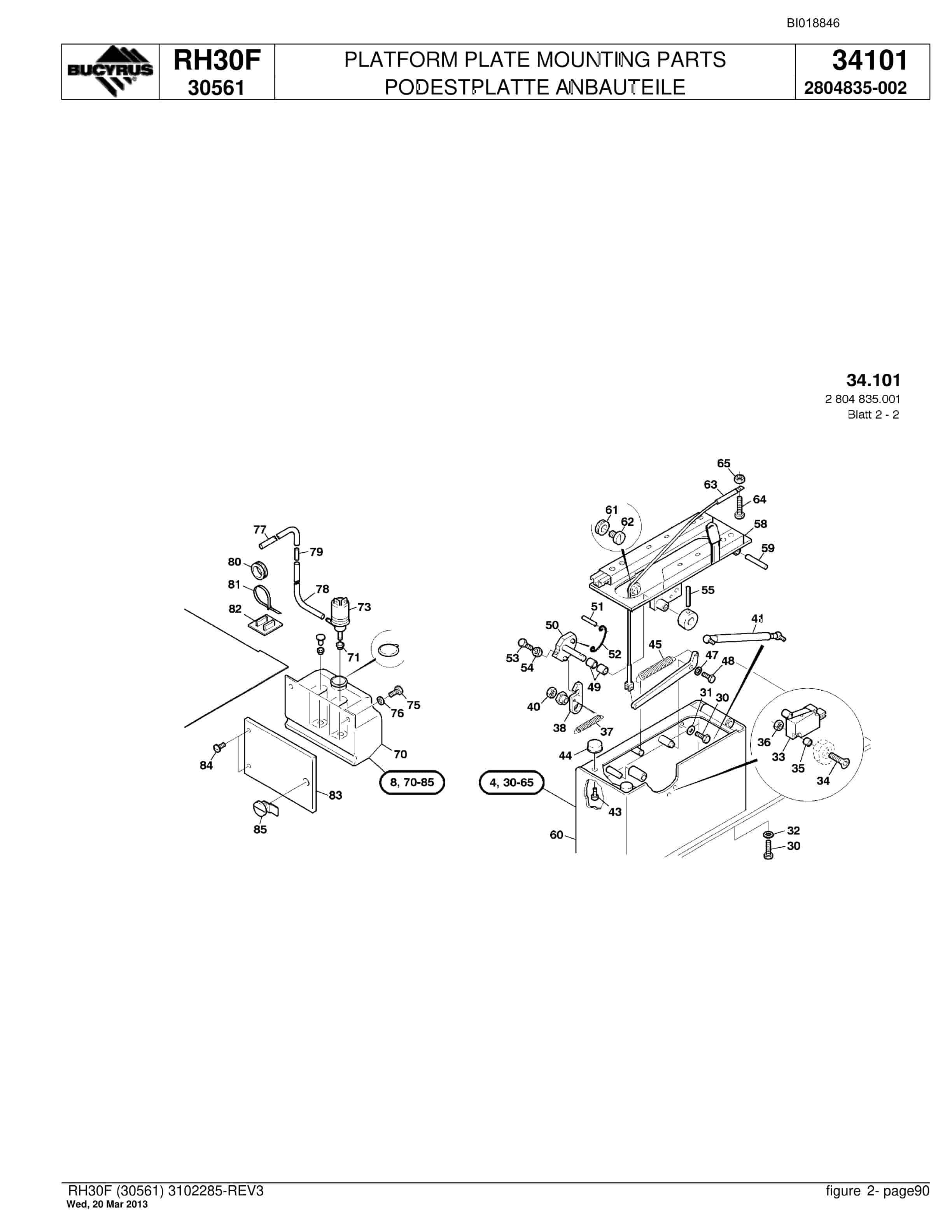 Bucyrus RH30F Hydraulic Excavator Parts Catalog BI018846-4