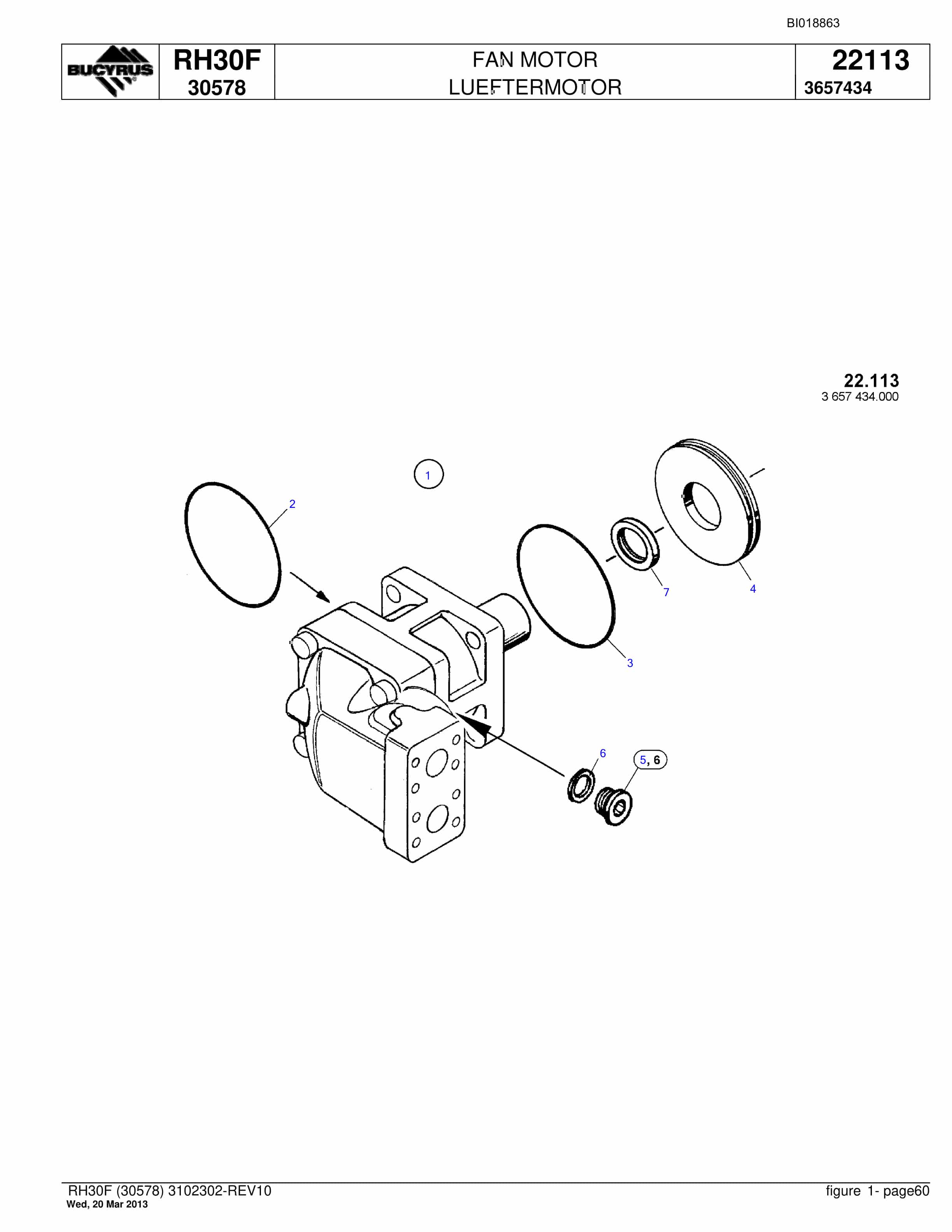 Bucyrus RH30F Hydraulic Excavator Parts Catalog BI018863-2