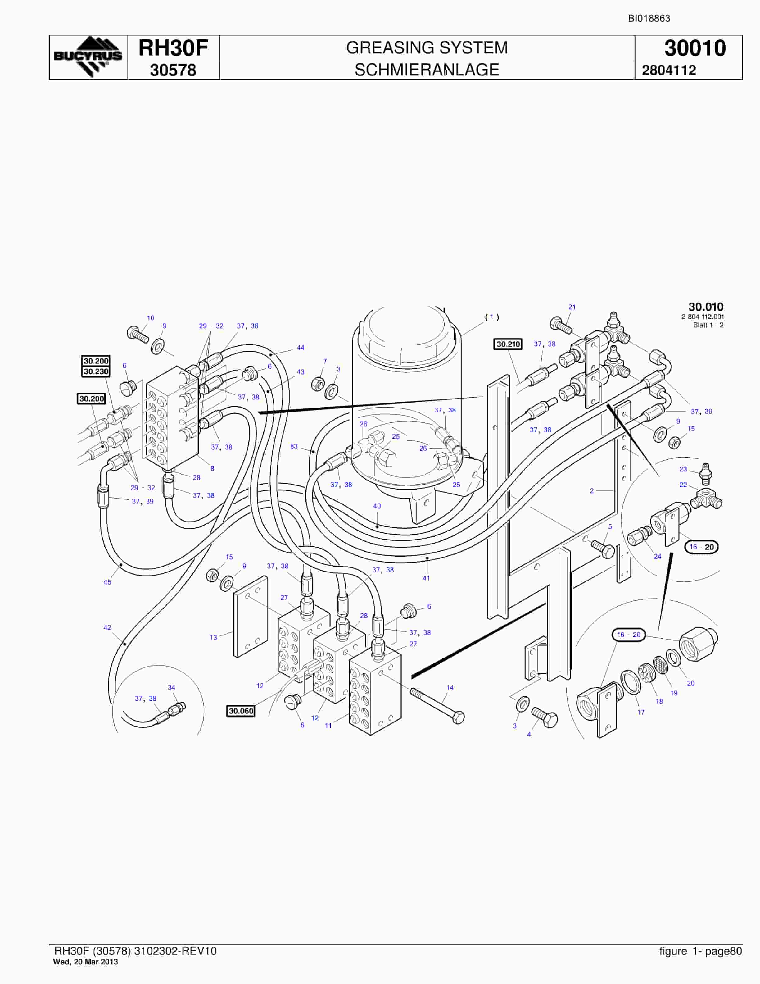 Bucyrus RH30F Hydraulic Excavator Parts Catalog BI018863-3