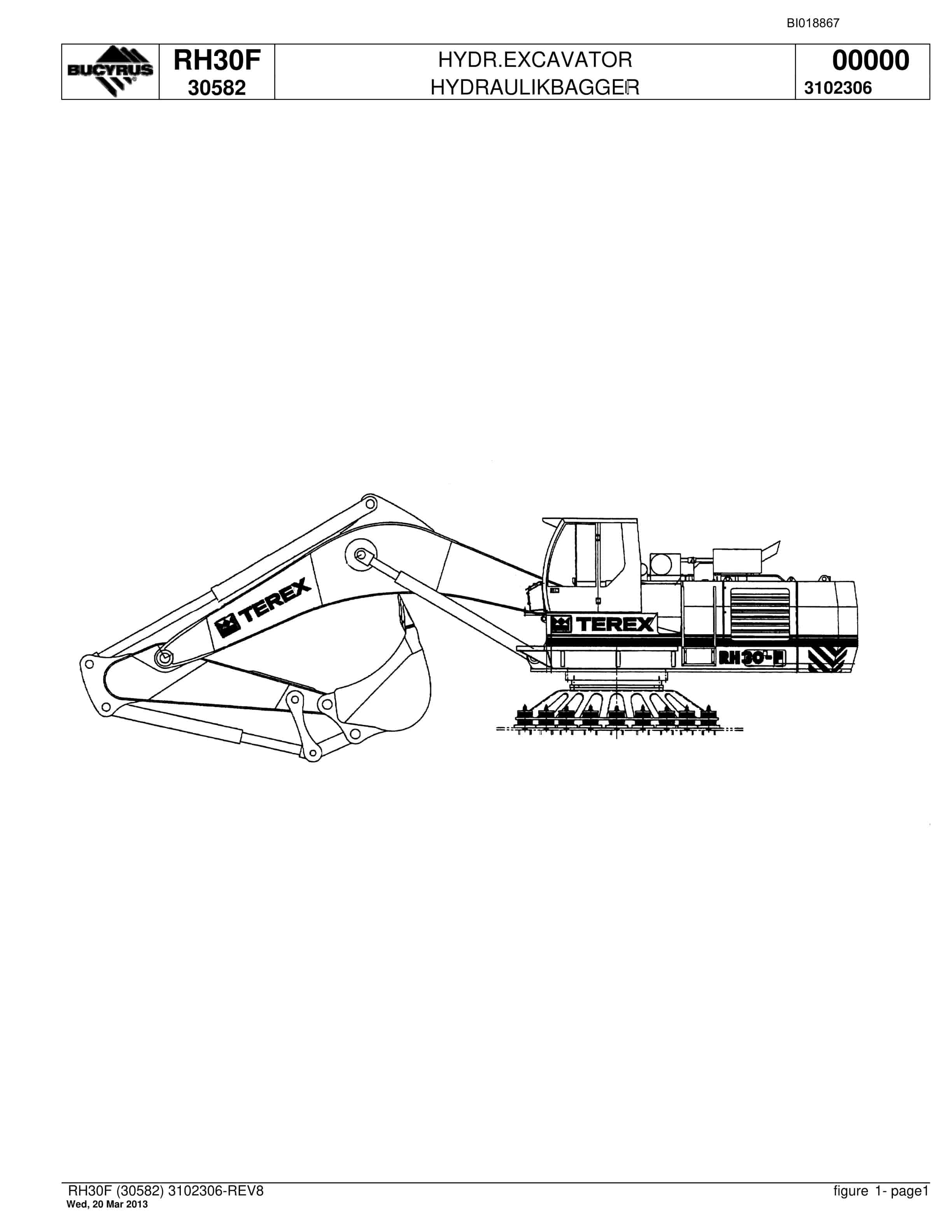 Bucyrus RH30F Hydraulic Excavator Parts Catalog BI018867