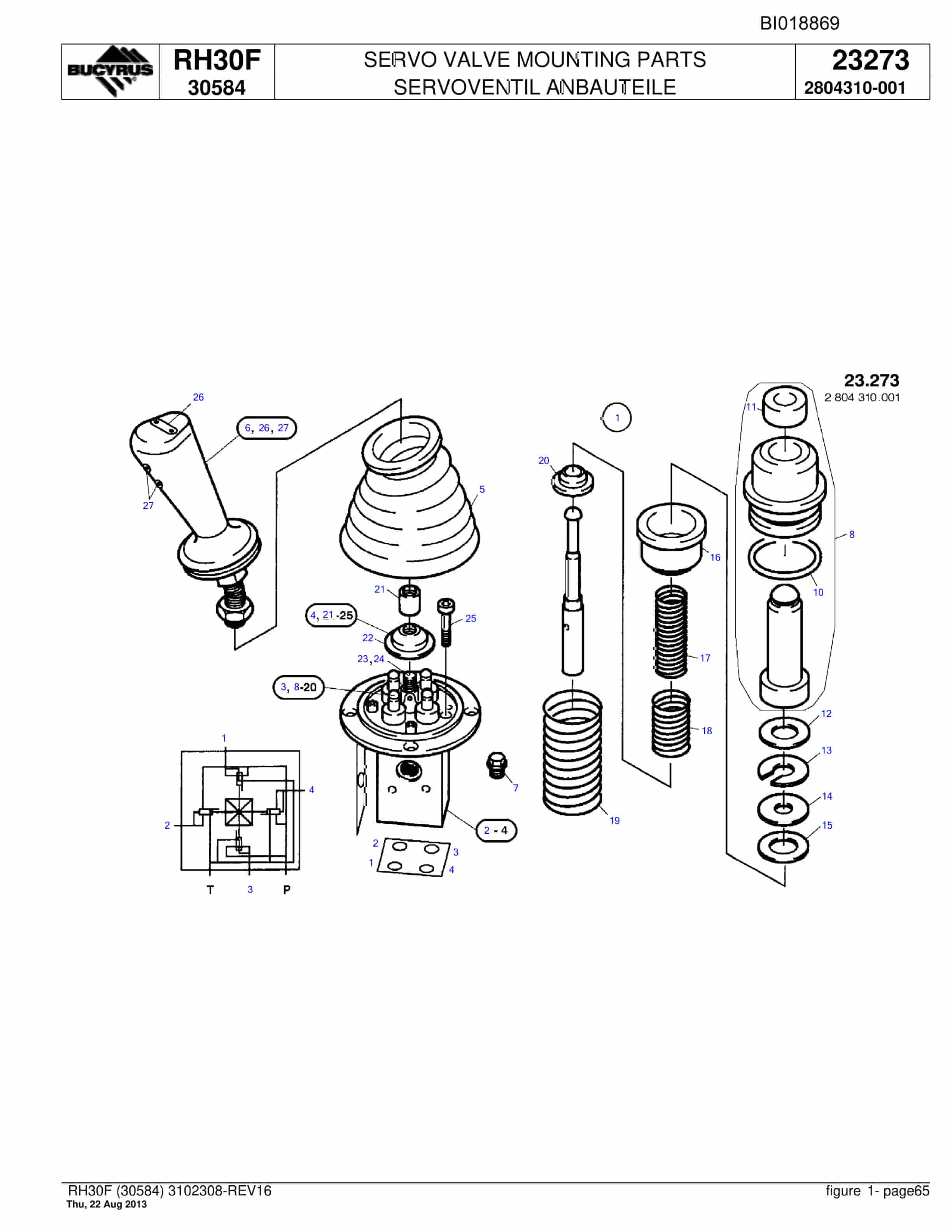 Bucyrus RH30F Hydraulic Excavator Parts Catalog BI018869-2