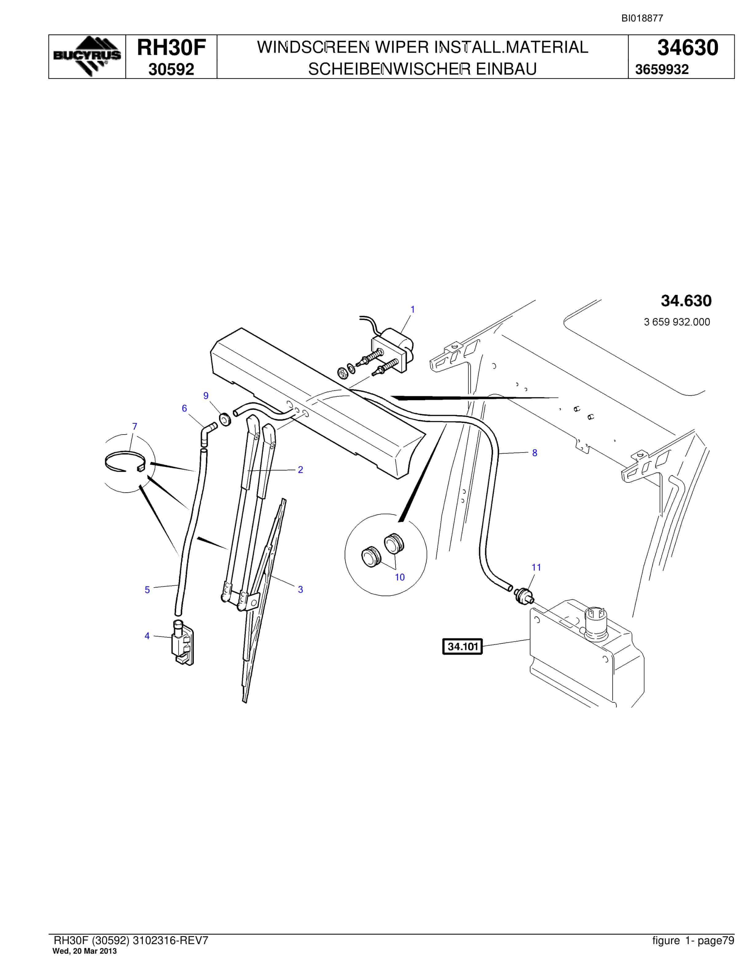 Bucyrus RH30F Hydraulic Excavator Parts Catalog BI018877-5