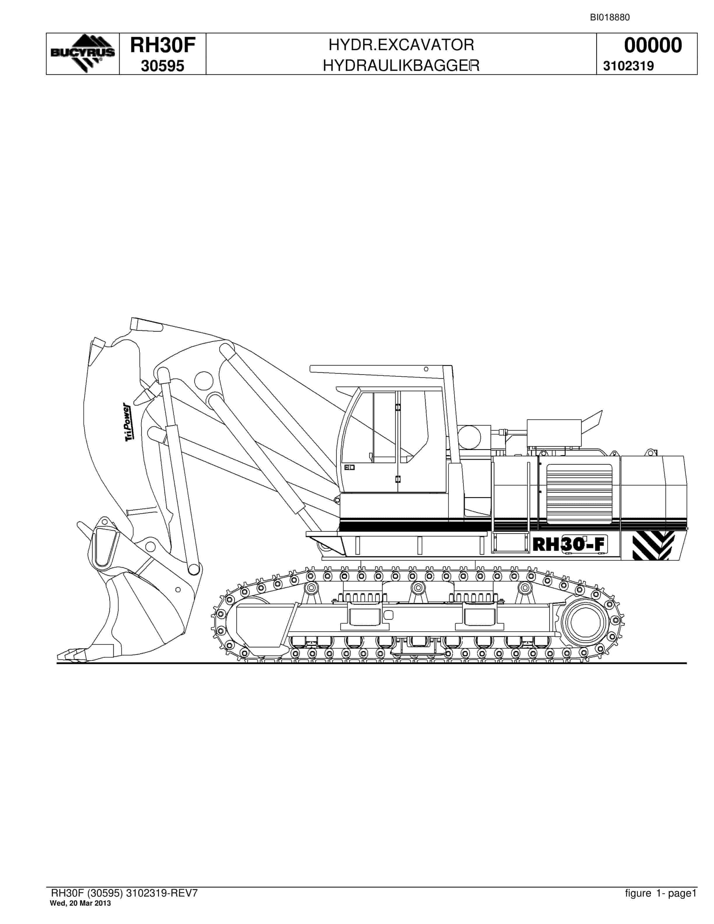 Bucyrus RH30F Hydraulic Excavator Parts Catalog BI018880