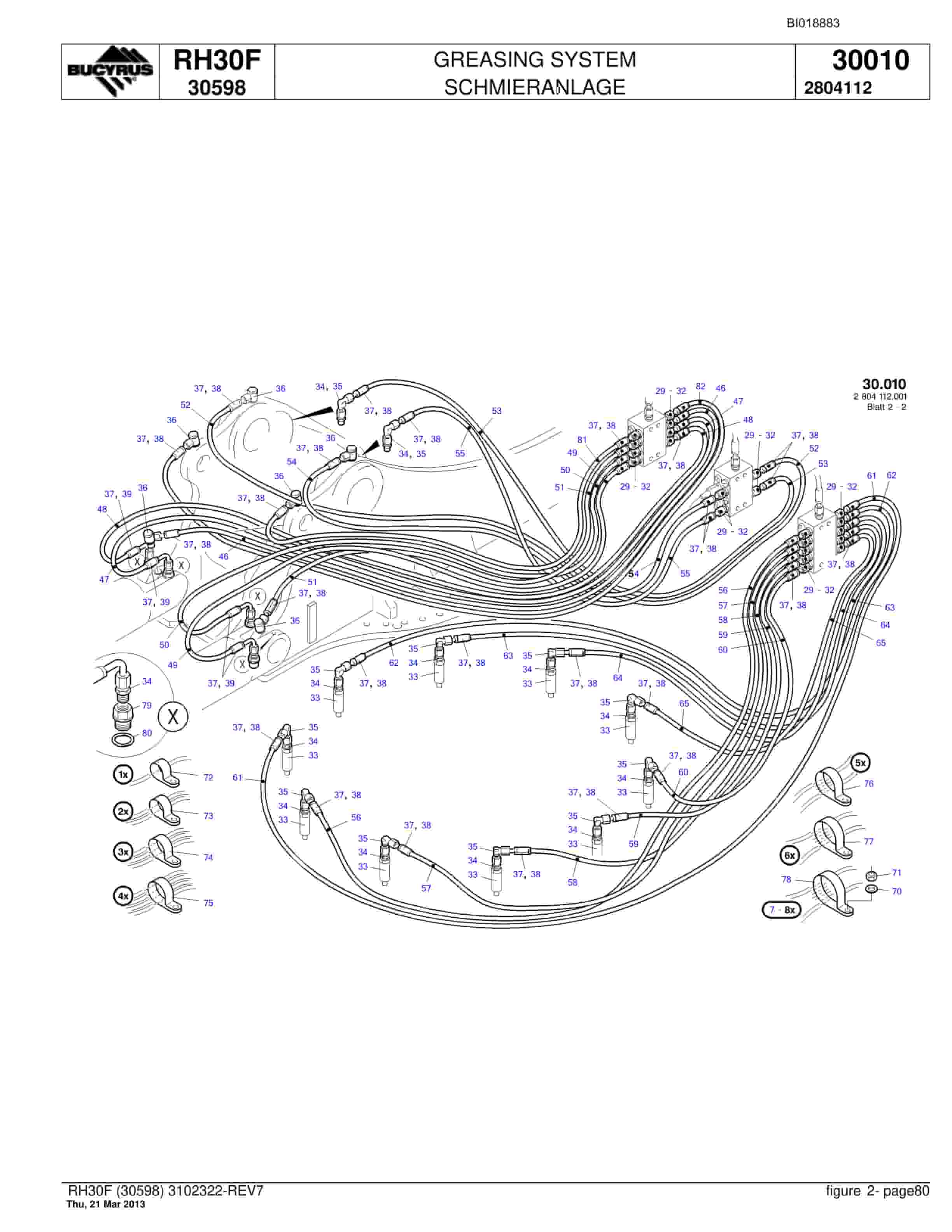 Bucyrus RH30F Hydraulic Excavator Parts Catalog BI018883-3