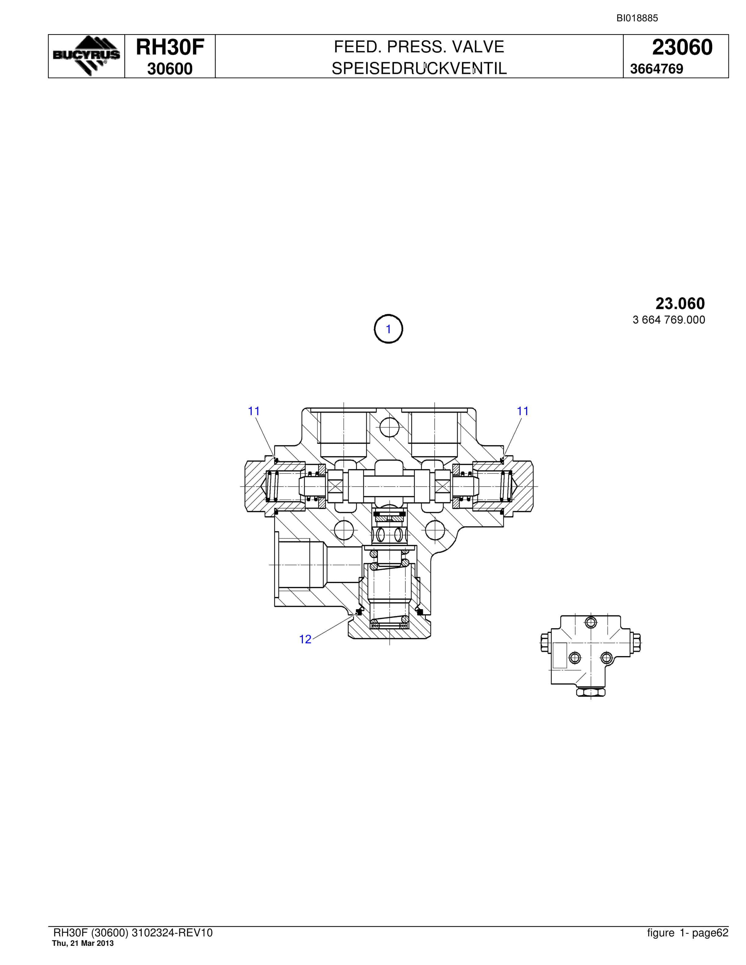 Bucyrus RH30F Hydraulic Excavator Parts Catalog BI018885-2