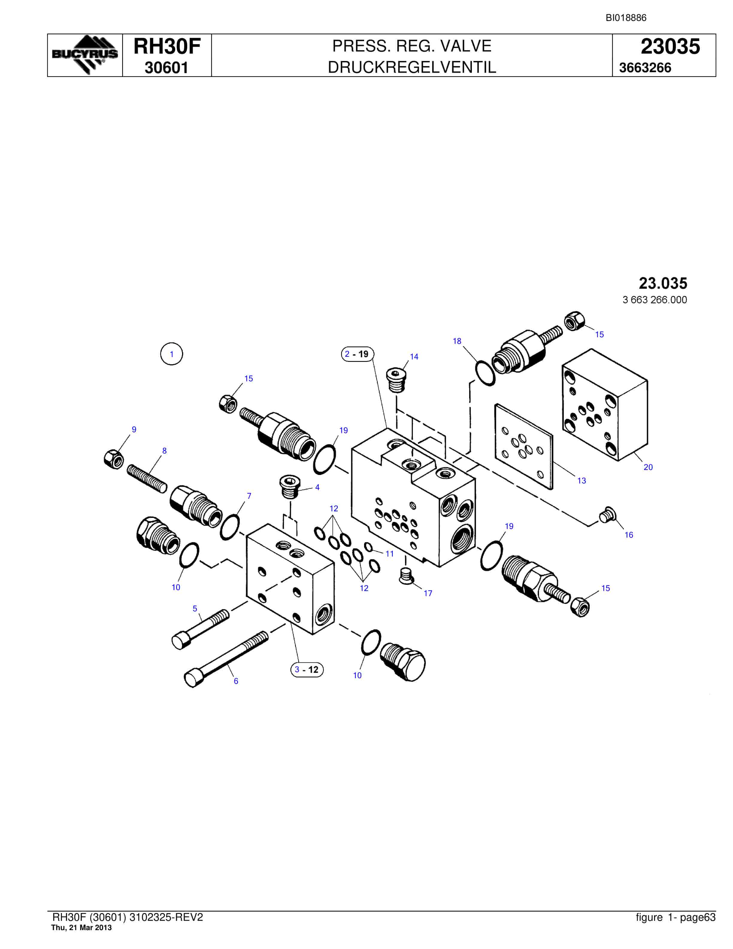 Bucyrus RH30F Hydraulic Excavator Parts Catalog BI018886-2
