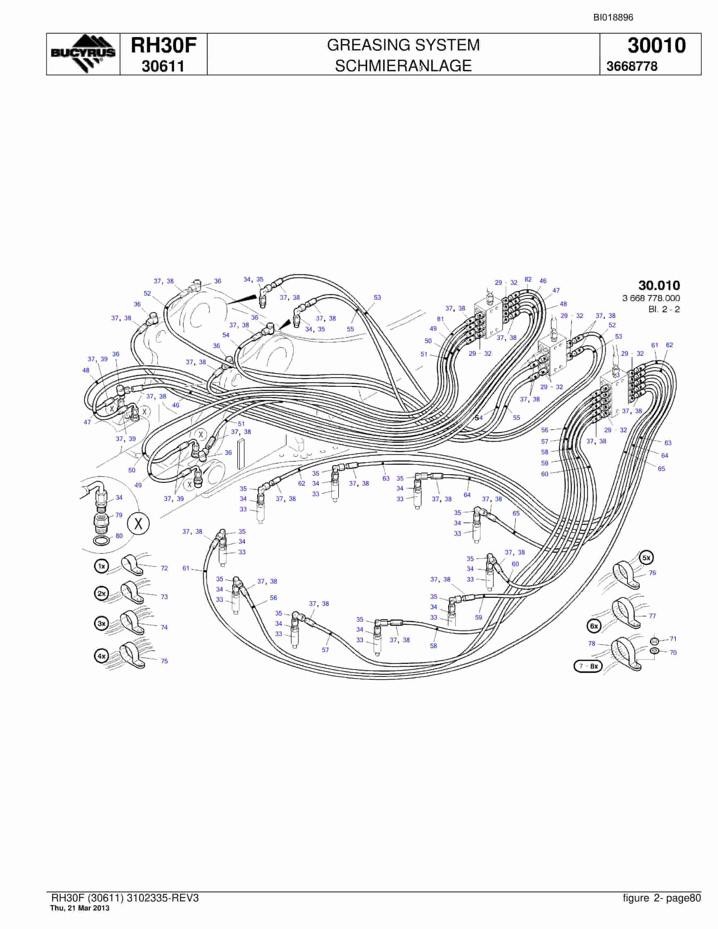 Bucyrus RH30F Hydraulic Excavator Parts Catalog BI018896-3