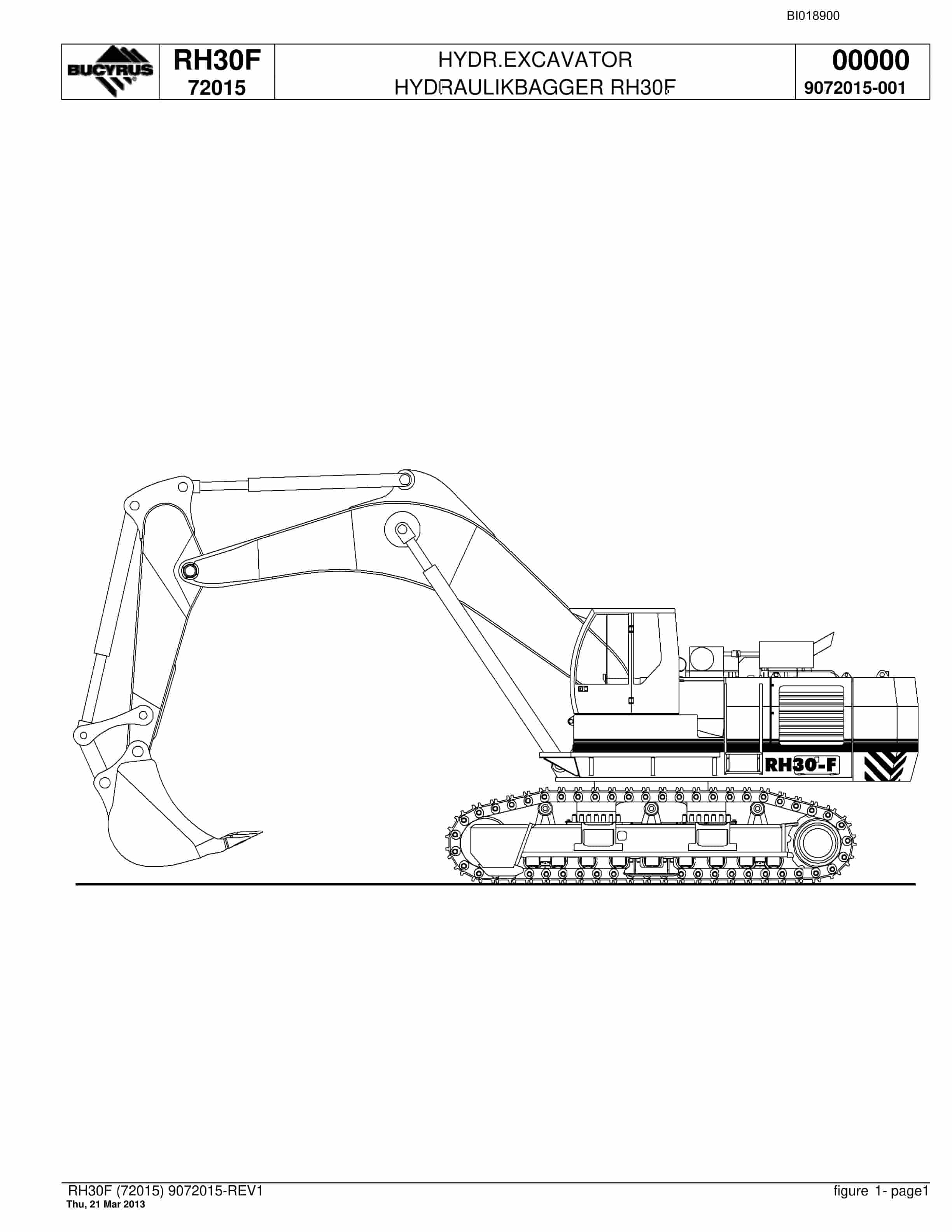 Bucyrus RH30F Hydraulic Excavator Parts Catalog BI018900