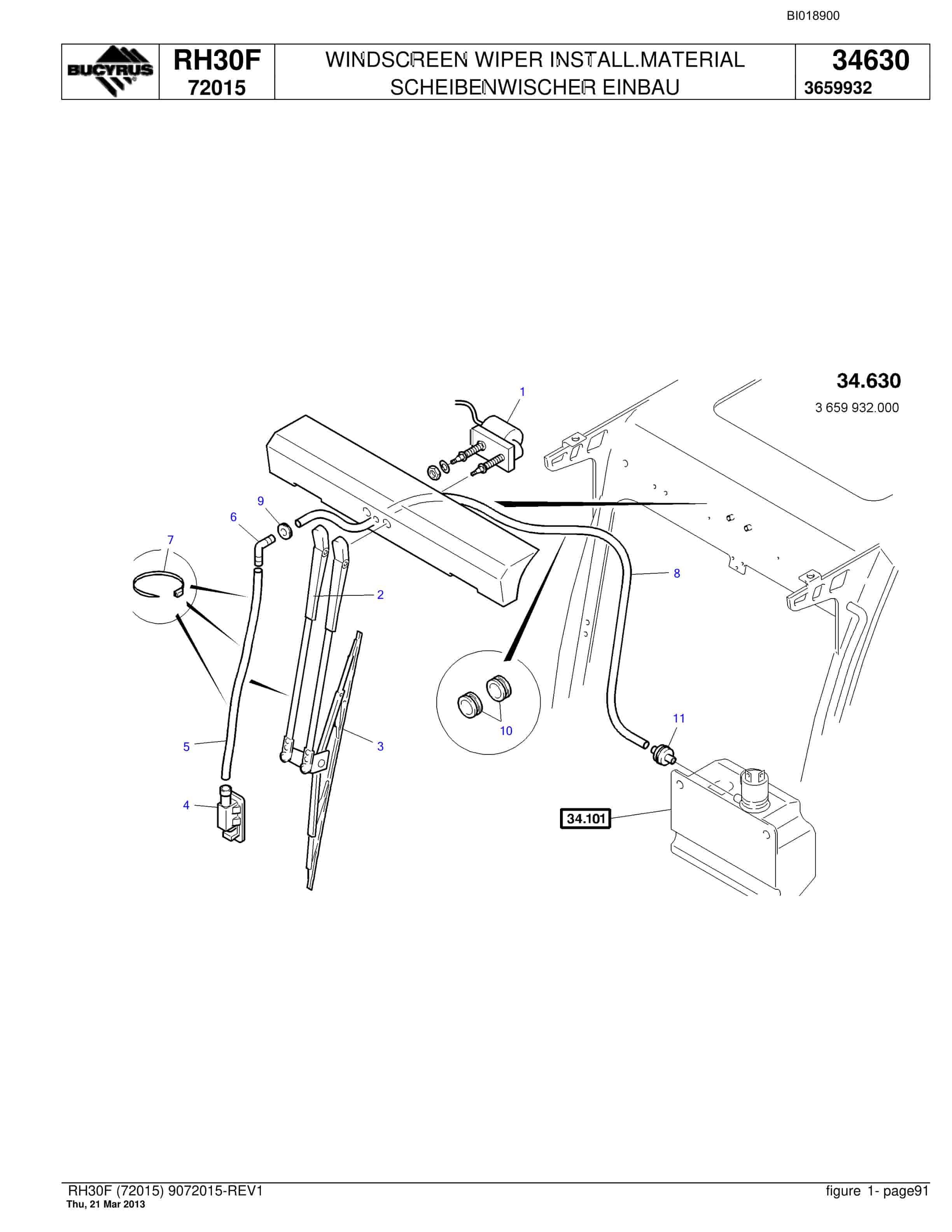 Bucyrus RH30F Hydraulic Excavator Parts Catalog BI018900-5
