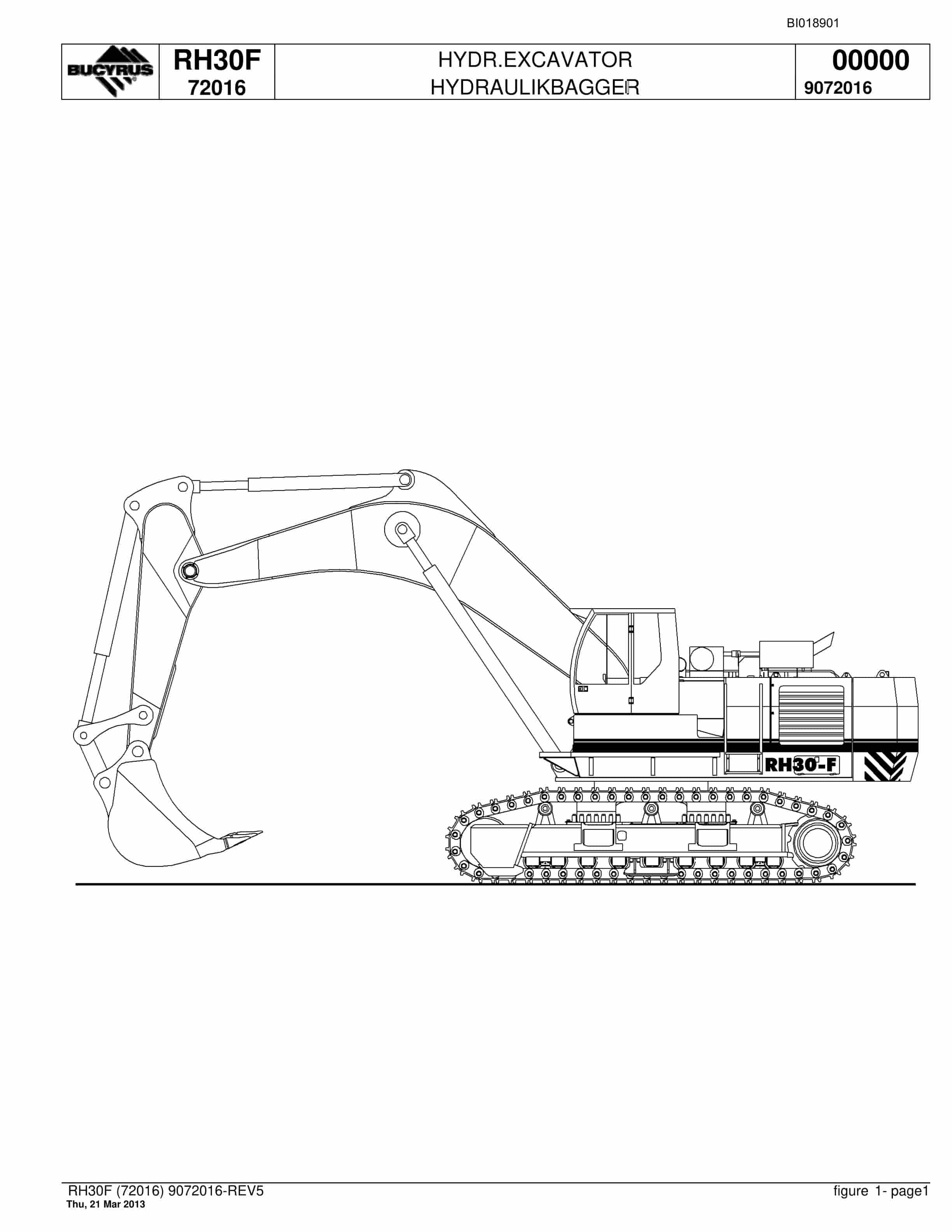 Bucyrus RH30F Hydraulic Excavator Parts Catalog BI018901
