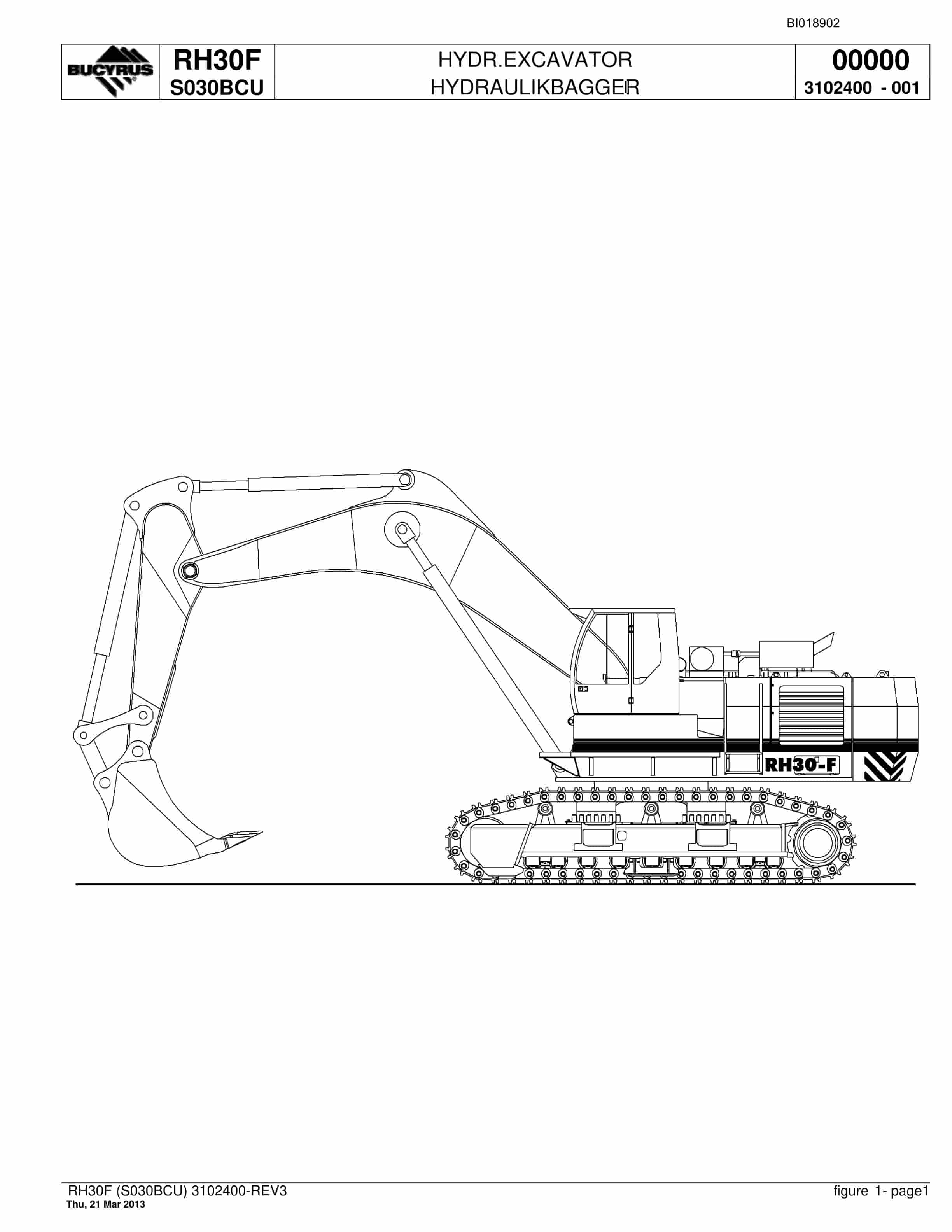 Bucyrus RH30F Hydraulic Excavator Parts Catalog BI018902