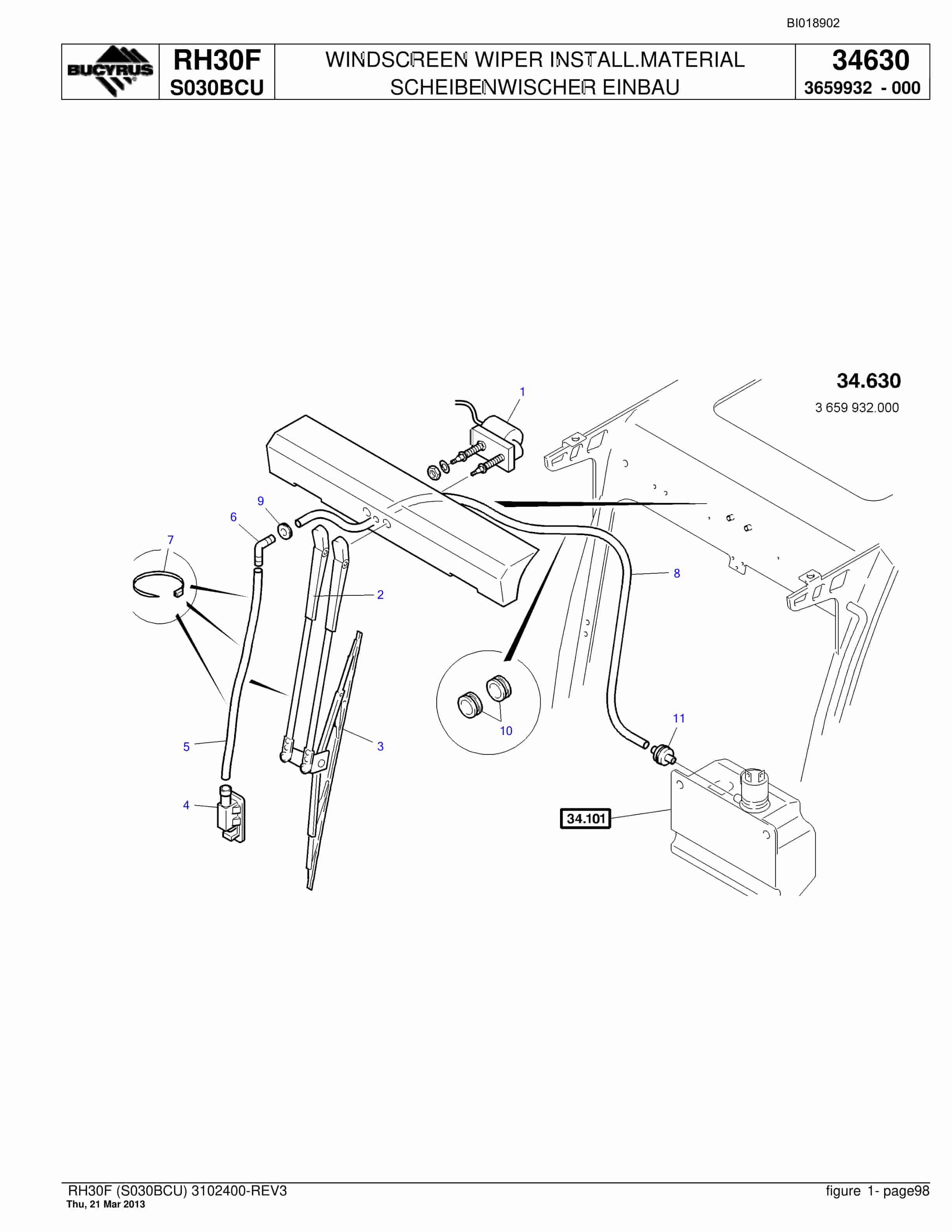Bucyrus RH30F Hydraulic Excavator Parts Catalog BI018902-5