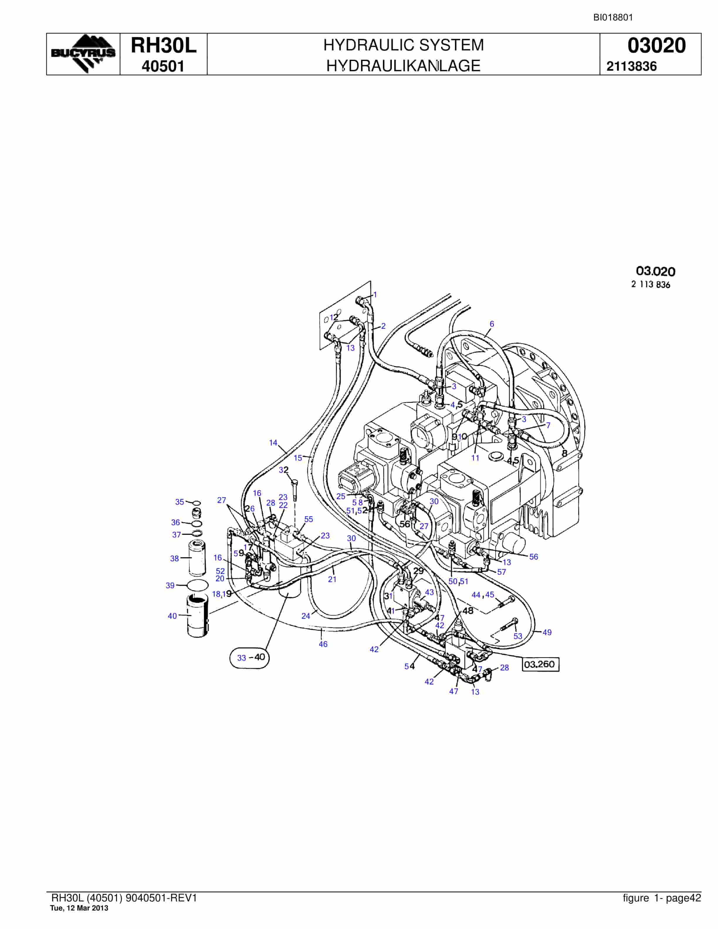 Bucyrus RH30L Hydraulic Excavator Parts Catalog BI018801-2