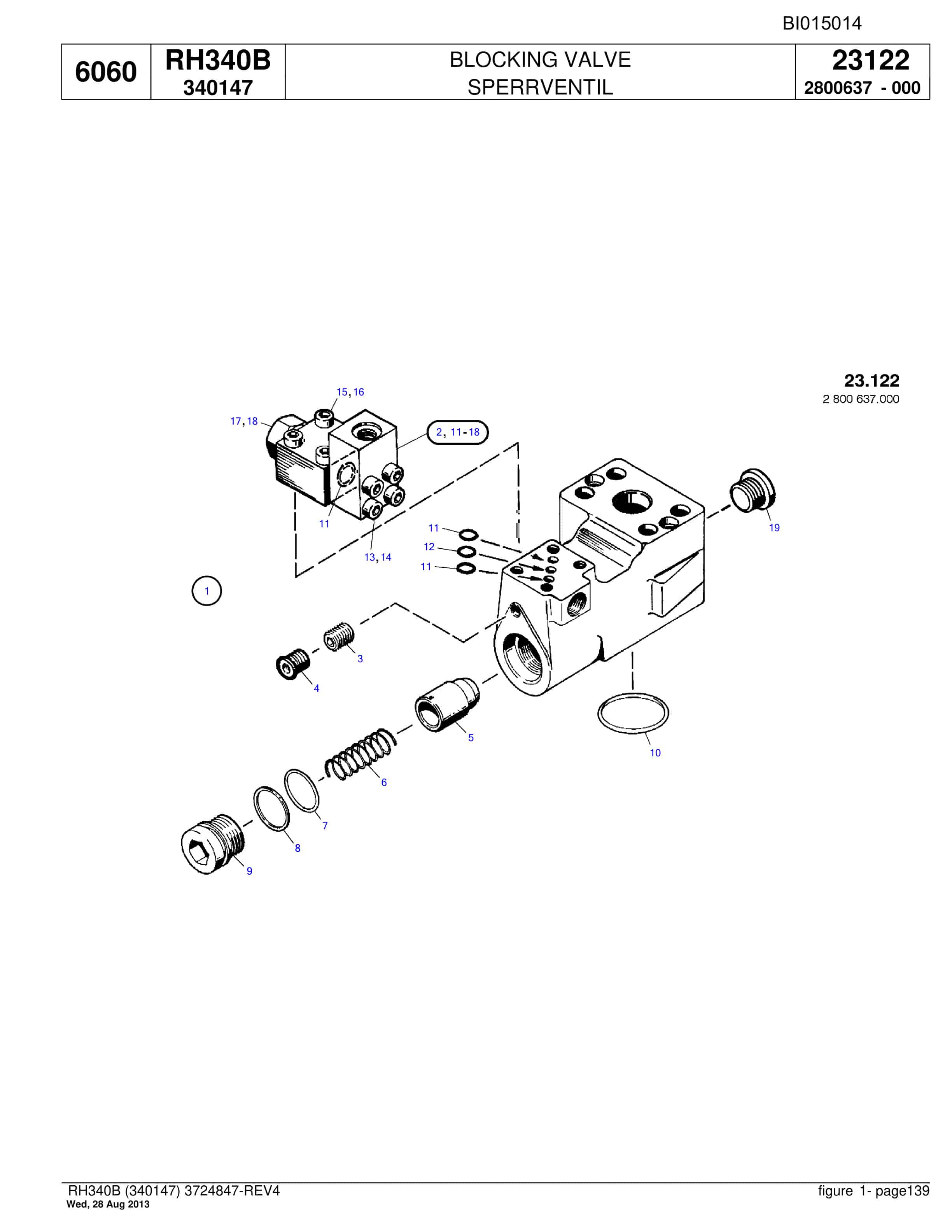 Bucyrus RH340B Hydraulic Excavator Parts Catalog BI015014-3