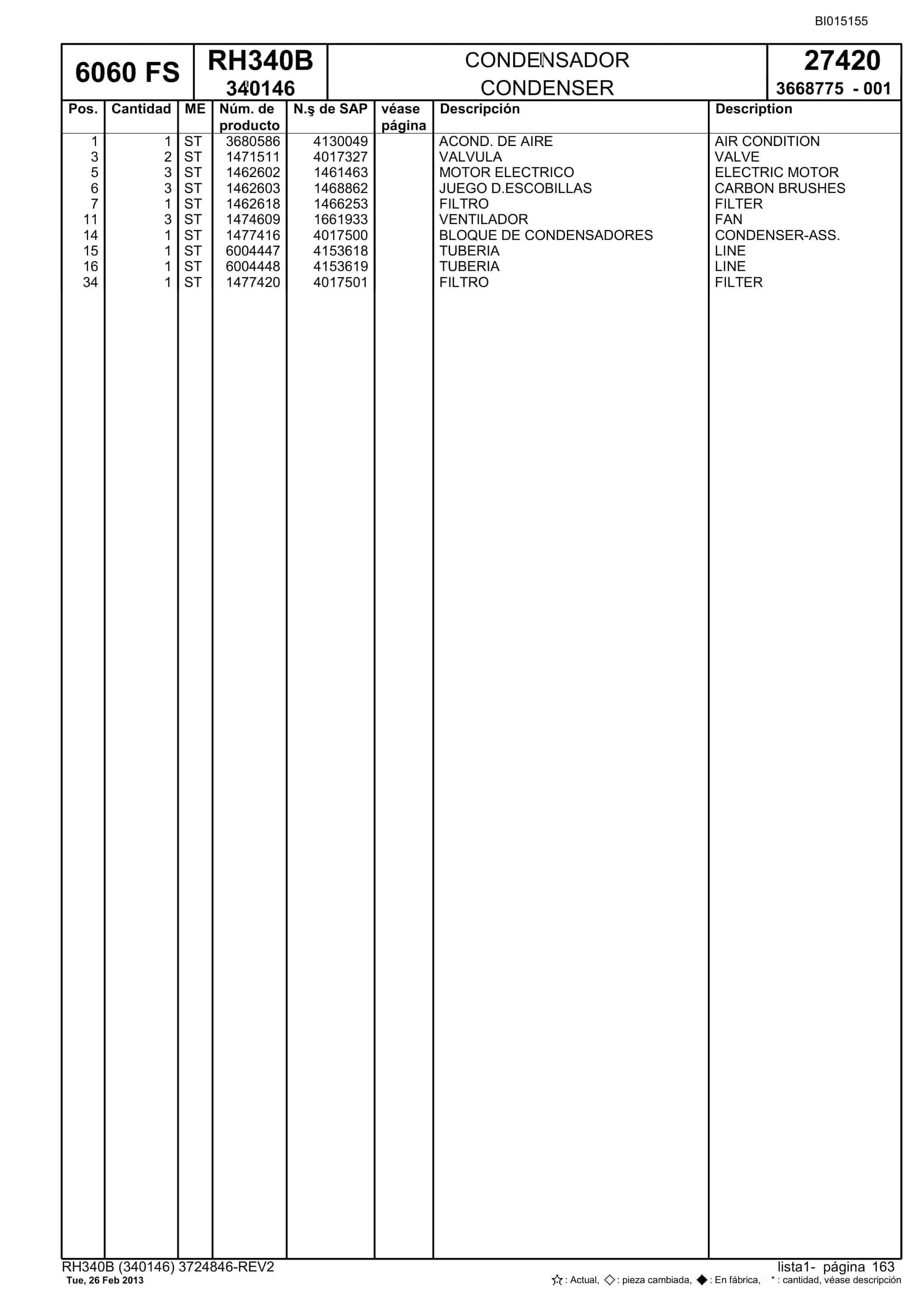 Bucyrus RH340B Hydraulic Excavator Parts Catalog BI015155-4