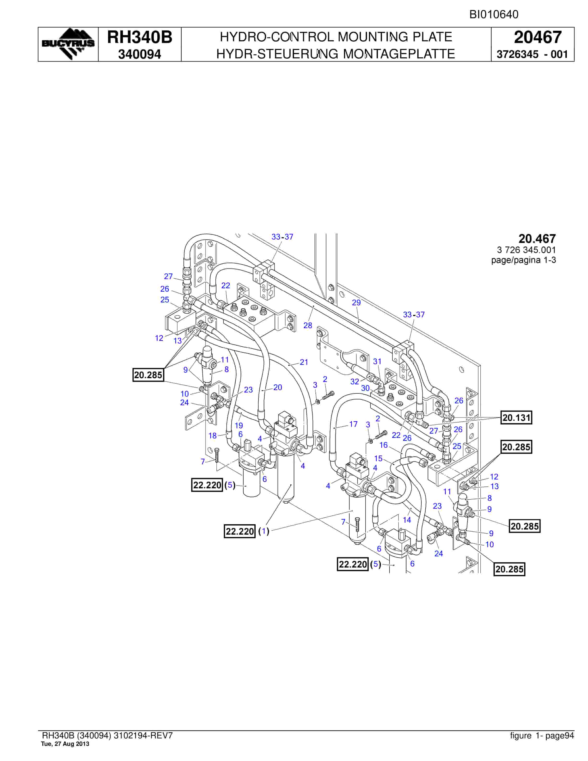 Bucyrus RH340B Parts Catalog BI010640-2