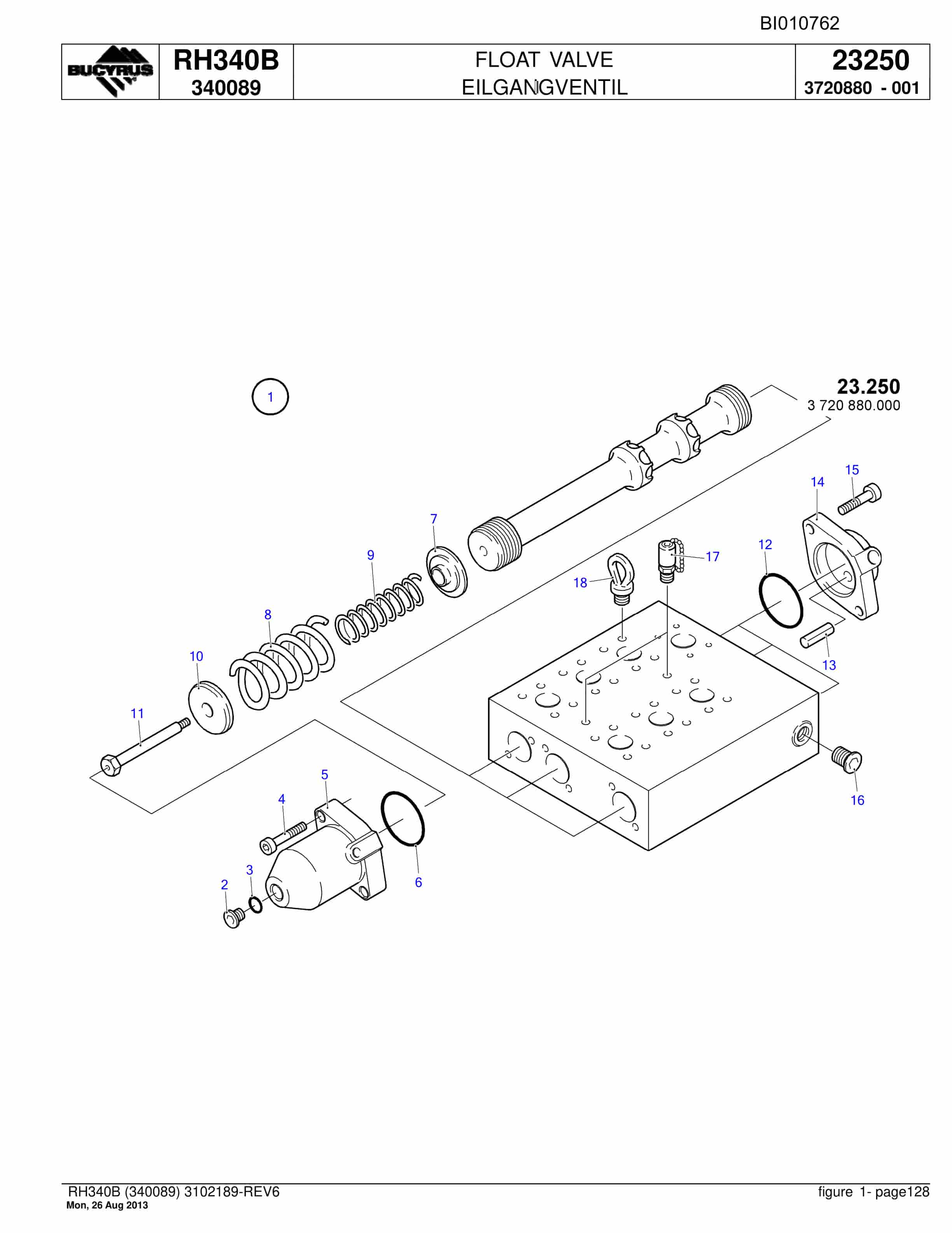 Bucyrus RH340B Parts Catalog BI010762-3