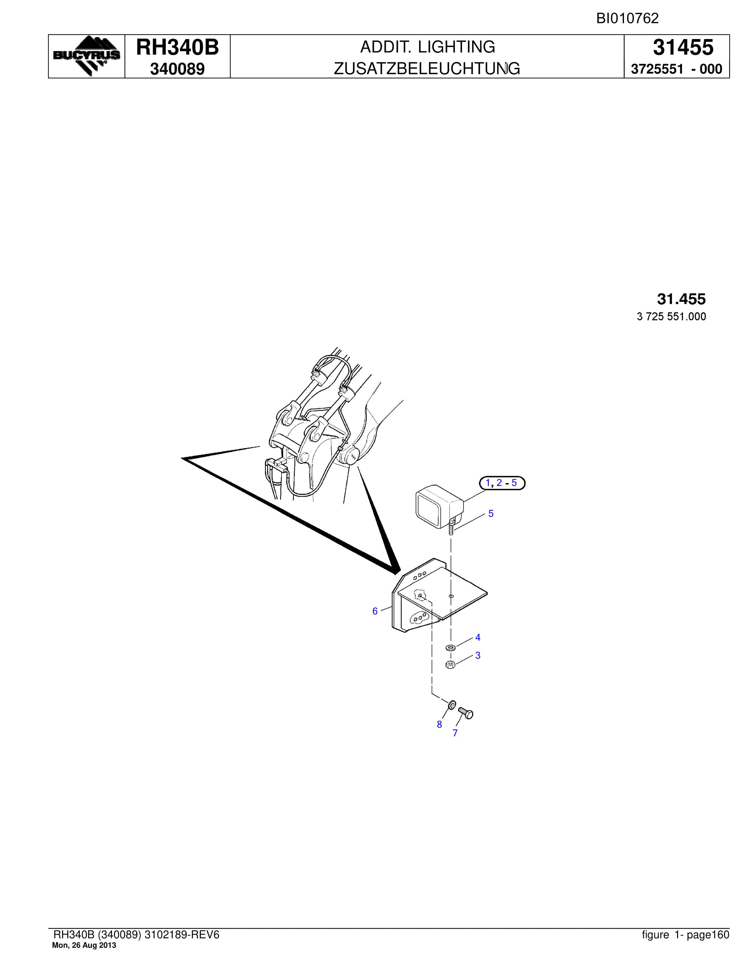 Bucyrus RH340B Parts Catalog BI010762-5