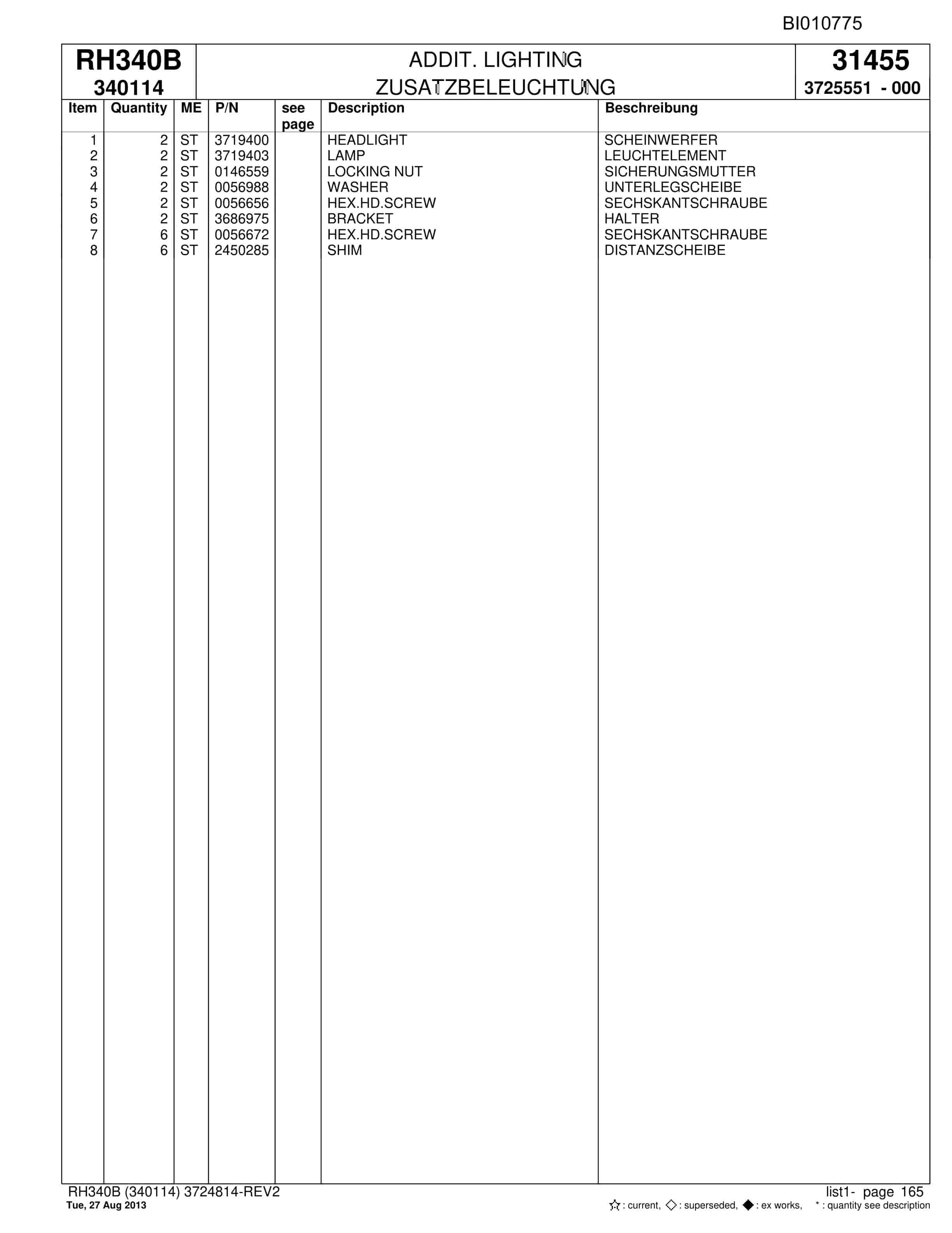 Bucyrus RH340B Parts Catalog BI010775-5