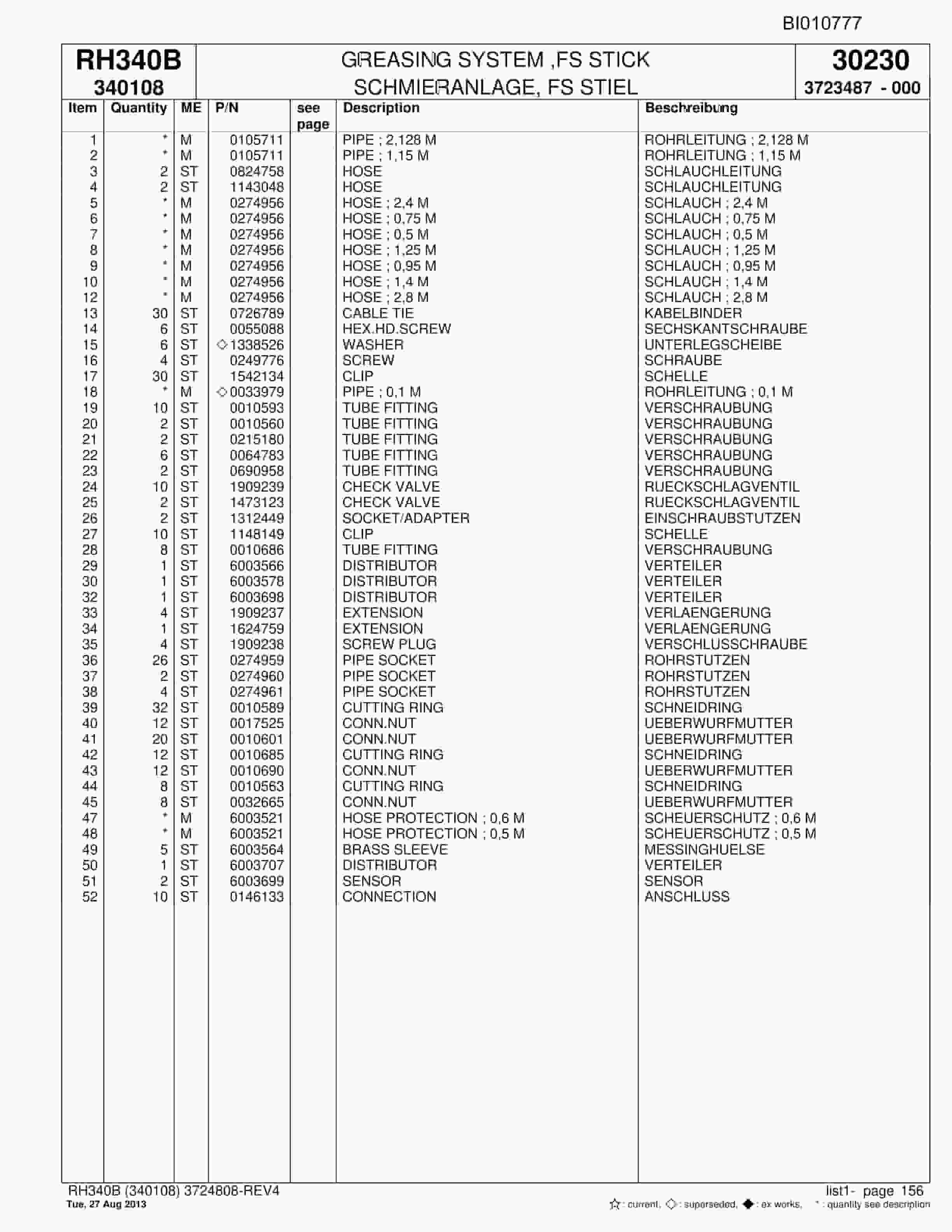 Bucyrus RH340B Parts Catalog BI010777-4