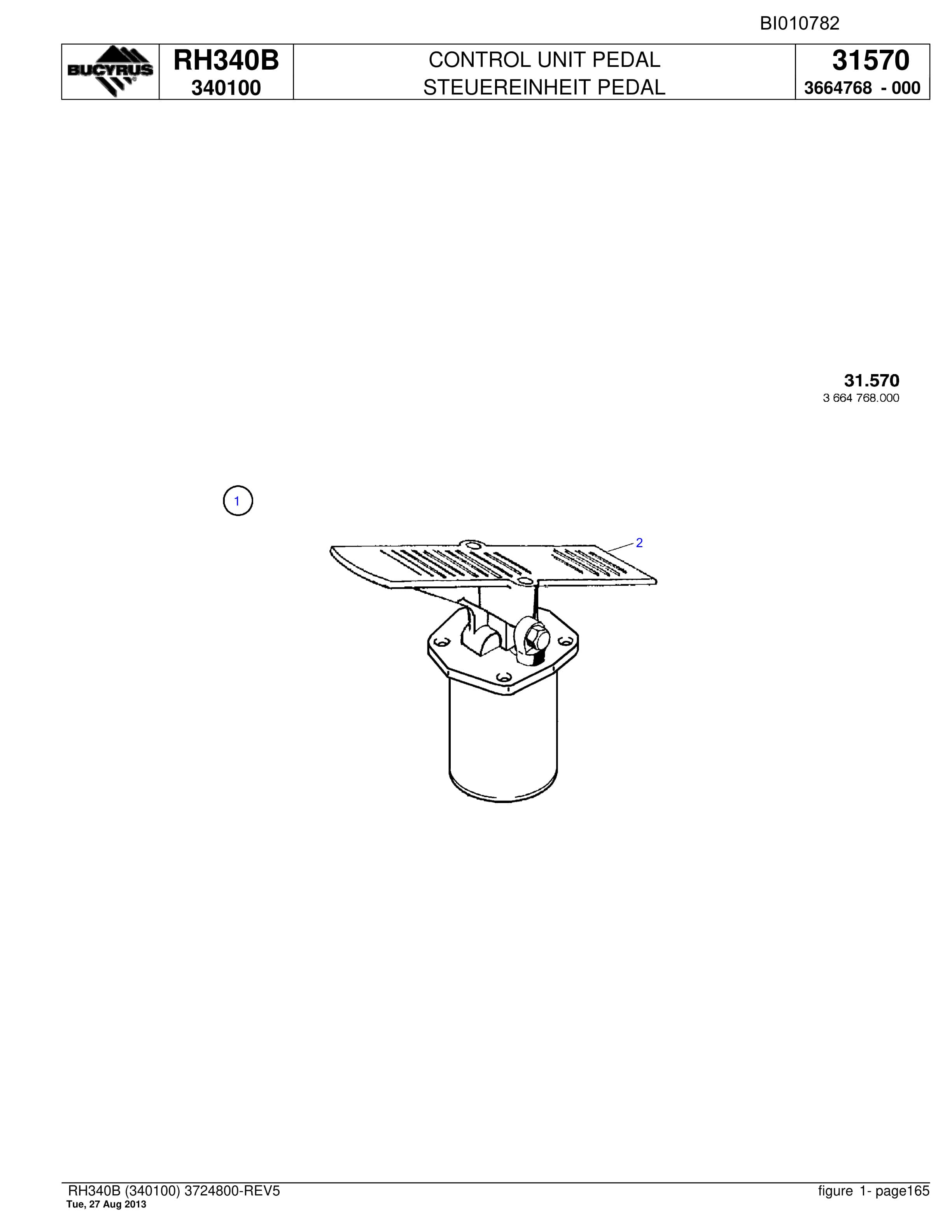 Bucyrus RH340B Parts Catalog BI010782-5