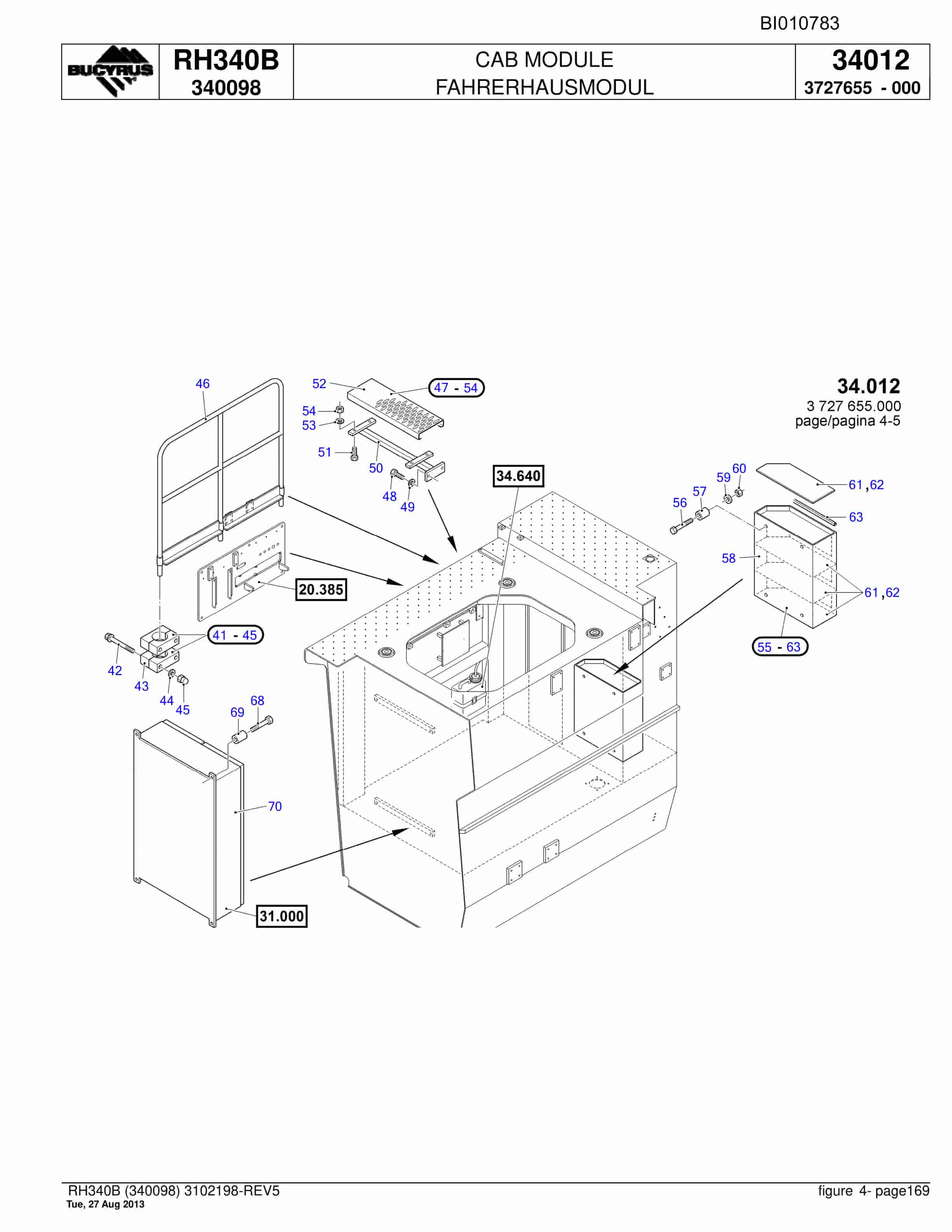Bucyrus RH340B Parts Catalog BI010783-5