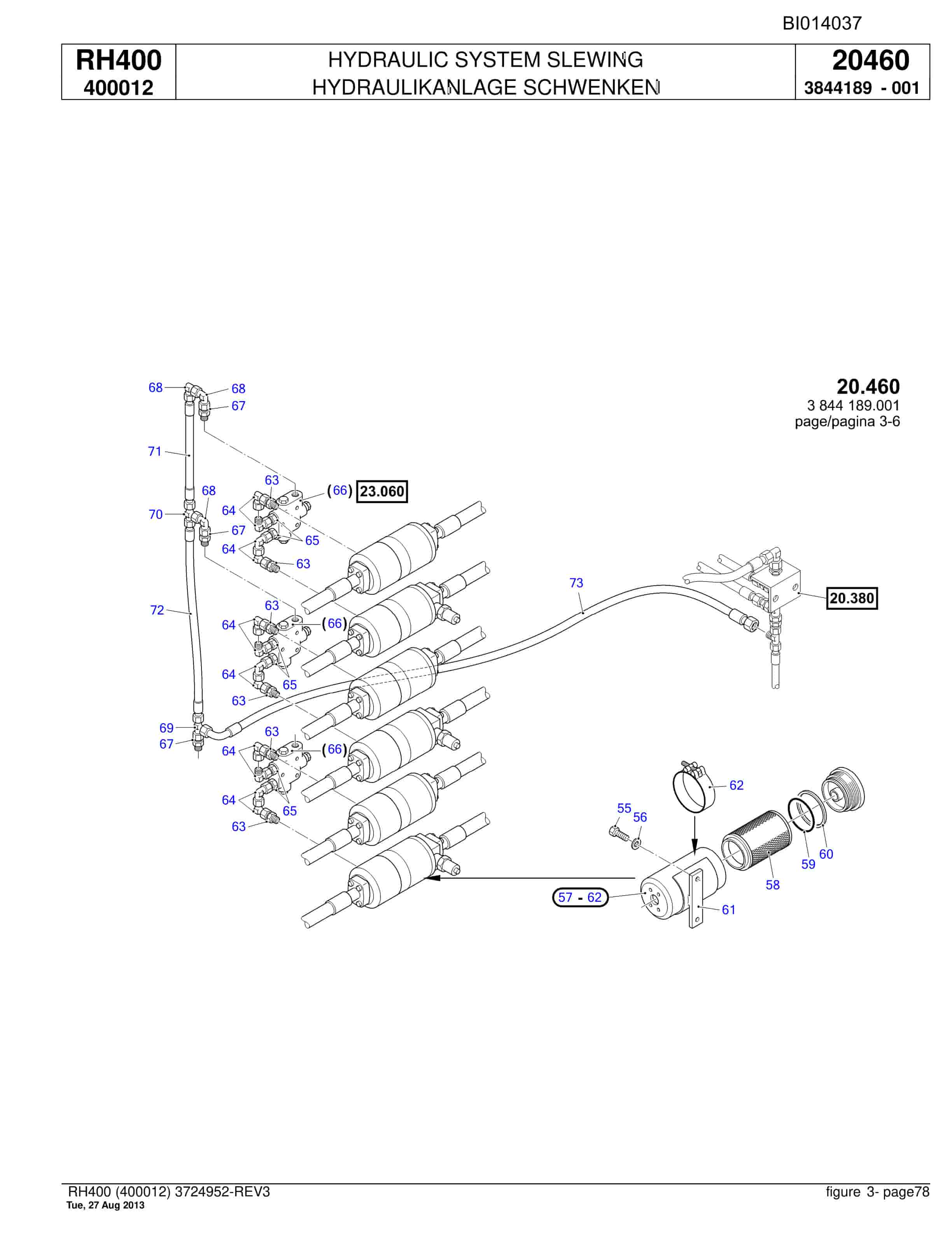 Bucyrus RH400 Hydraulic Excavator Parts Catalog BI014037-2