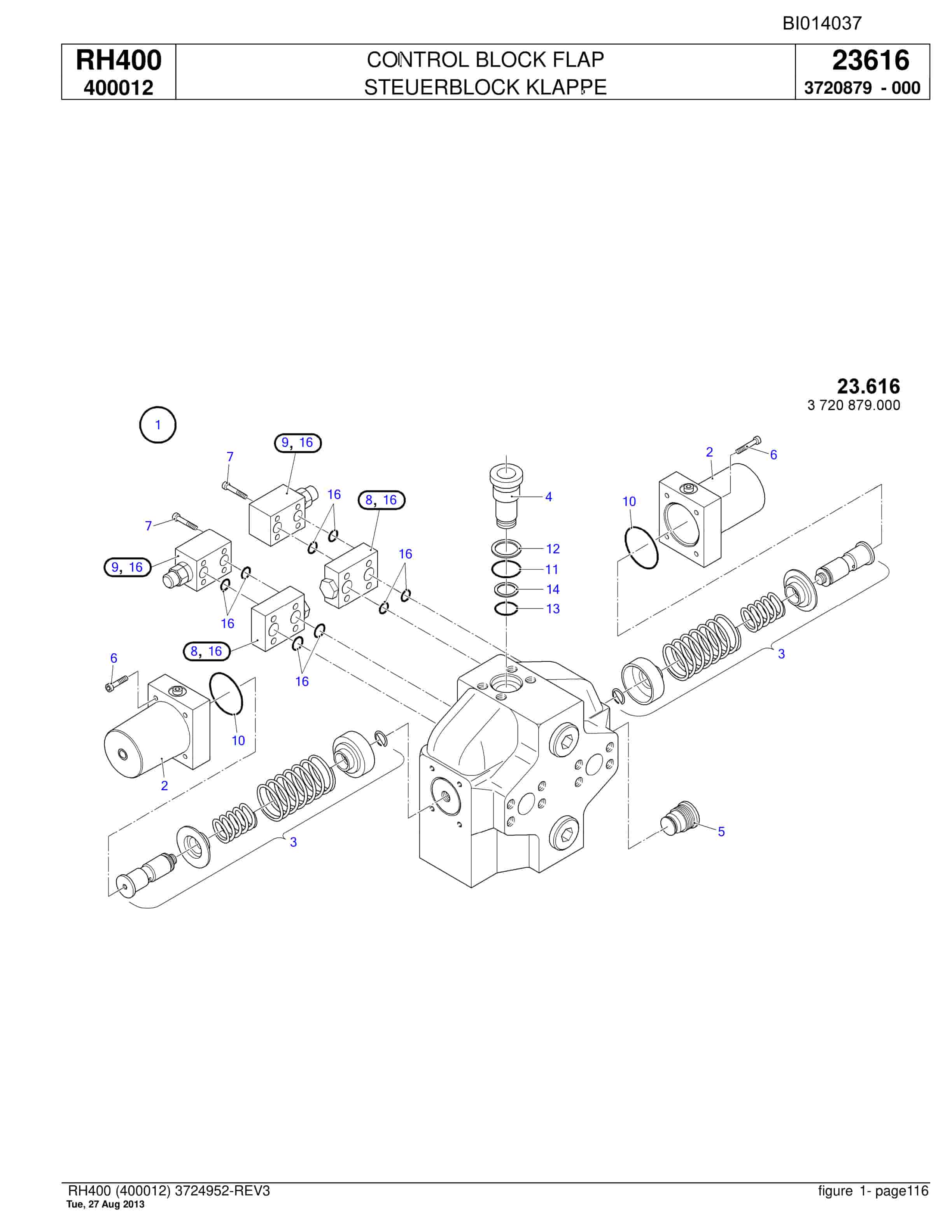 Bucyrus RH400 Hydraulic Excavator Parts Catalog BI014037-3