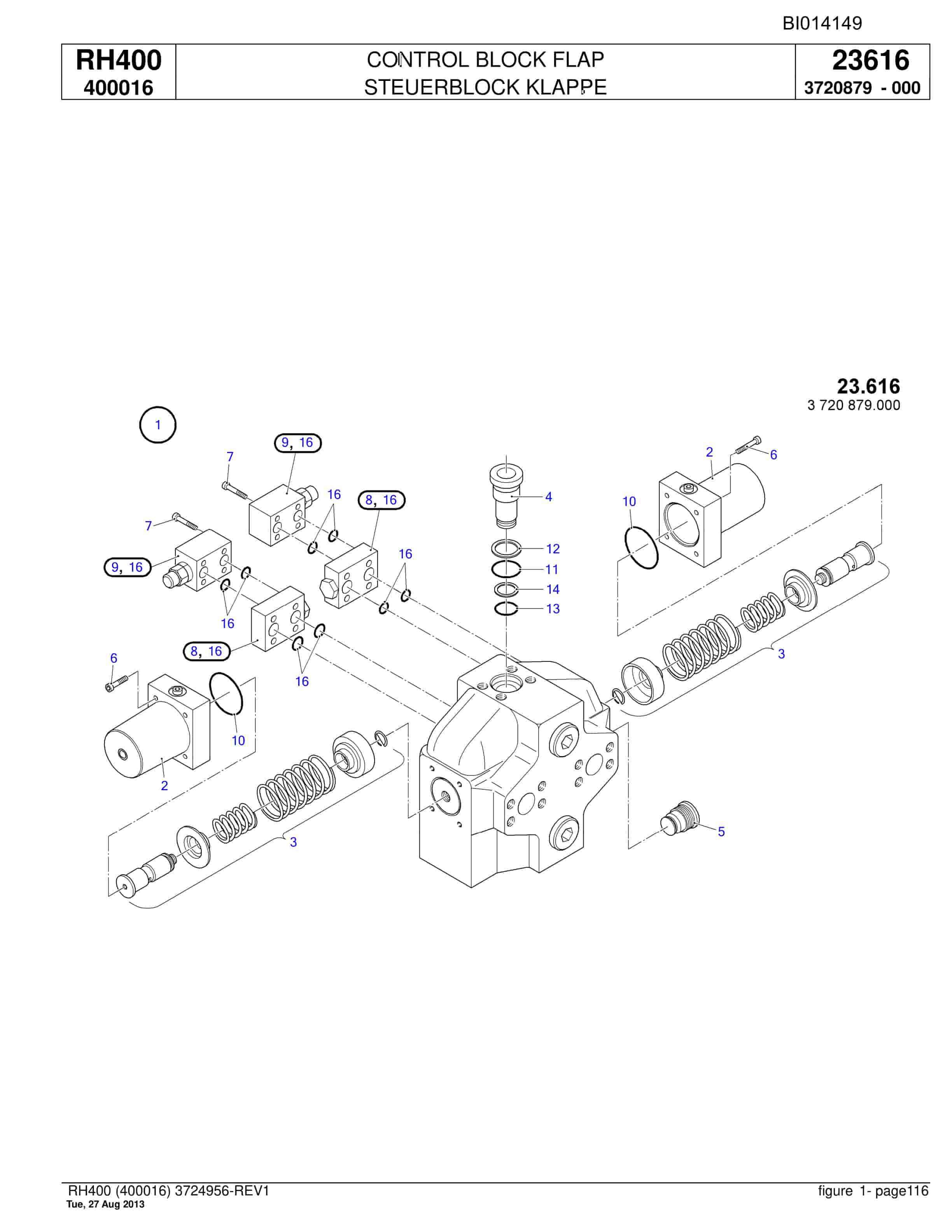 Bucyrus RH400 Hydraulic Excavator Parts Catalog BI014149-3