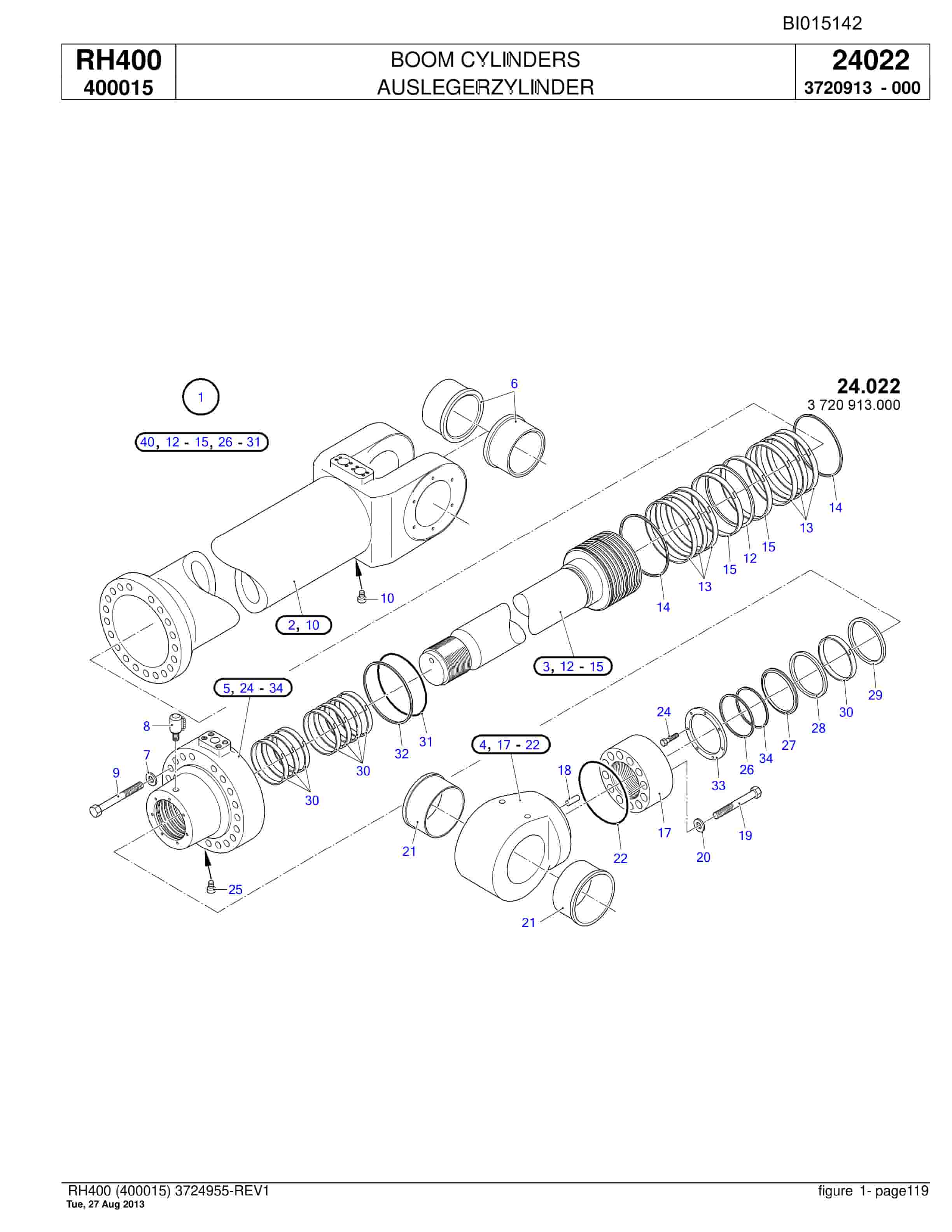 Bucyrus RH400 Hydraulic Excavator Parts Catalog BI015142-3
