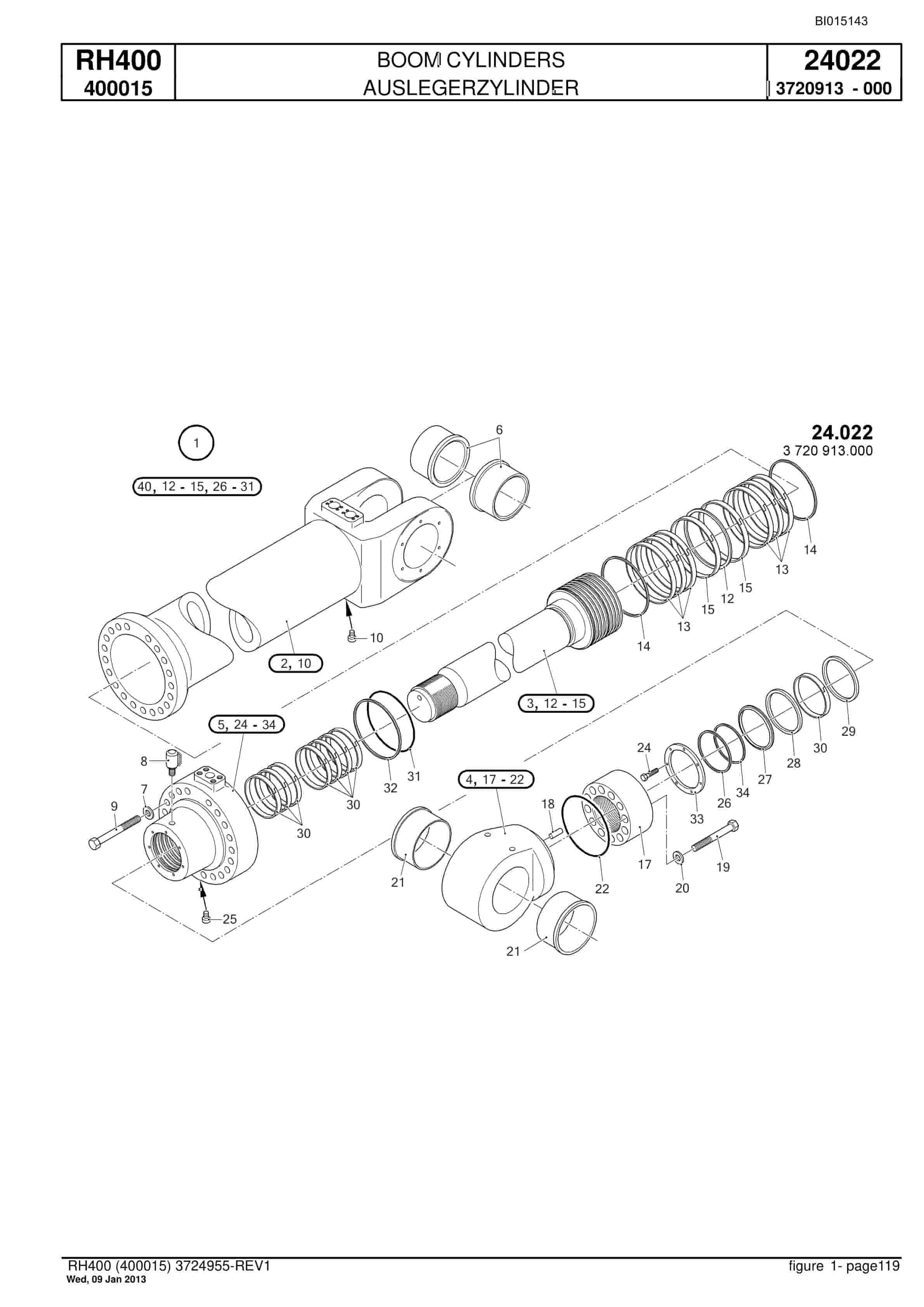 Bucyrus RH400 Hydraulic Excavator Parts Catalog BI015143-3