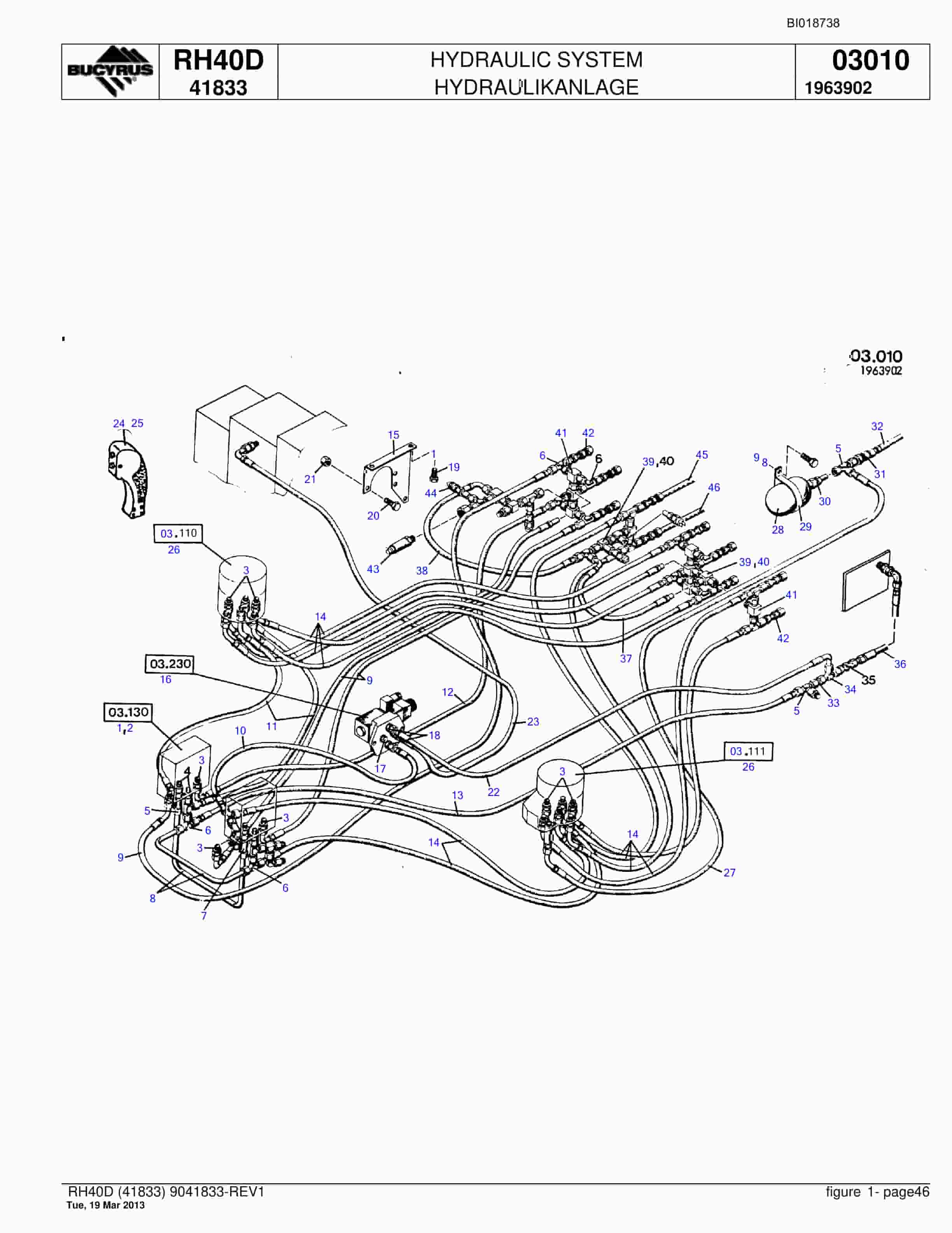Bucyrus RH40D Hydraulic Excavator Parts Catalog BI018738-2