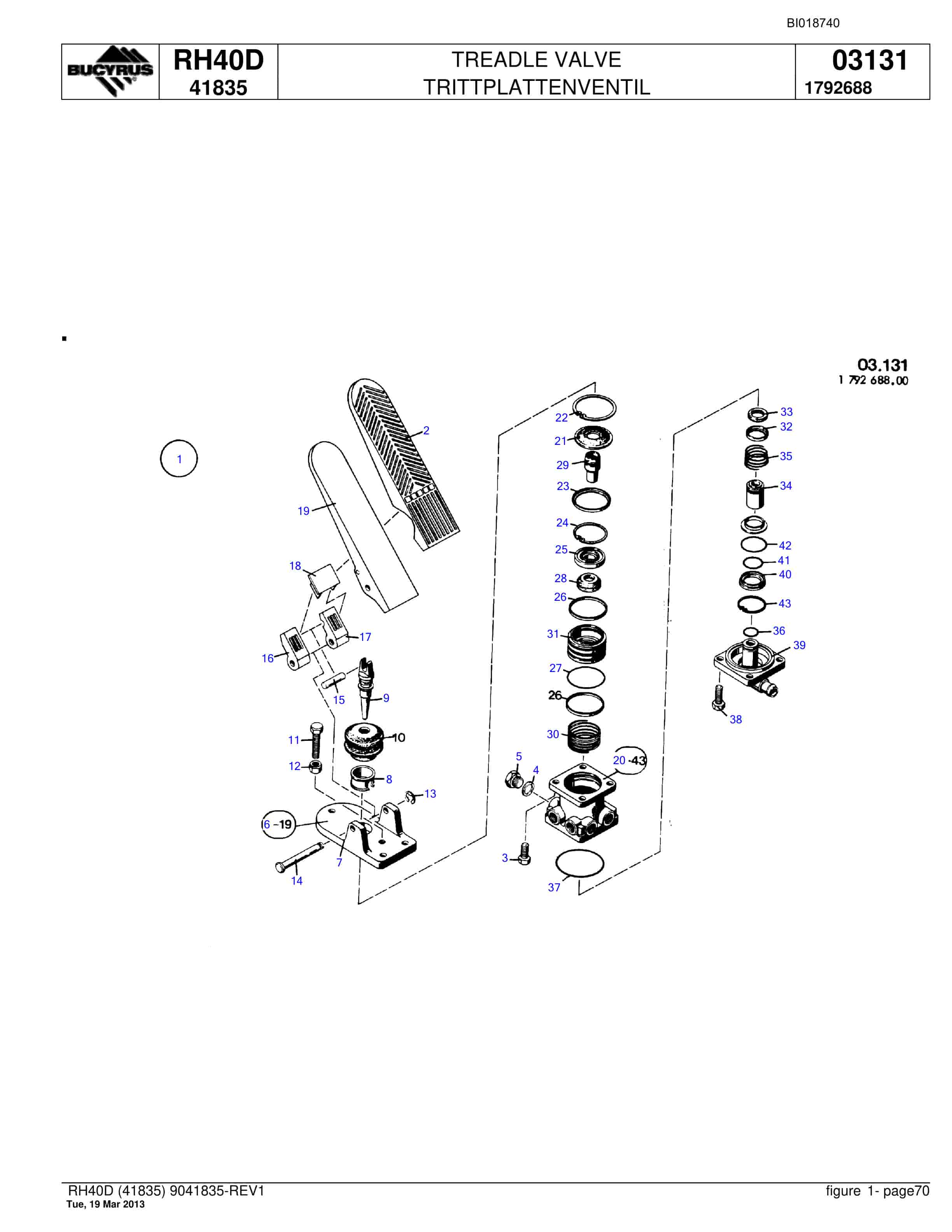 Bucyrus RH40D Hydraulic Excavator Parts Catalog BI018740-4
