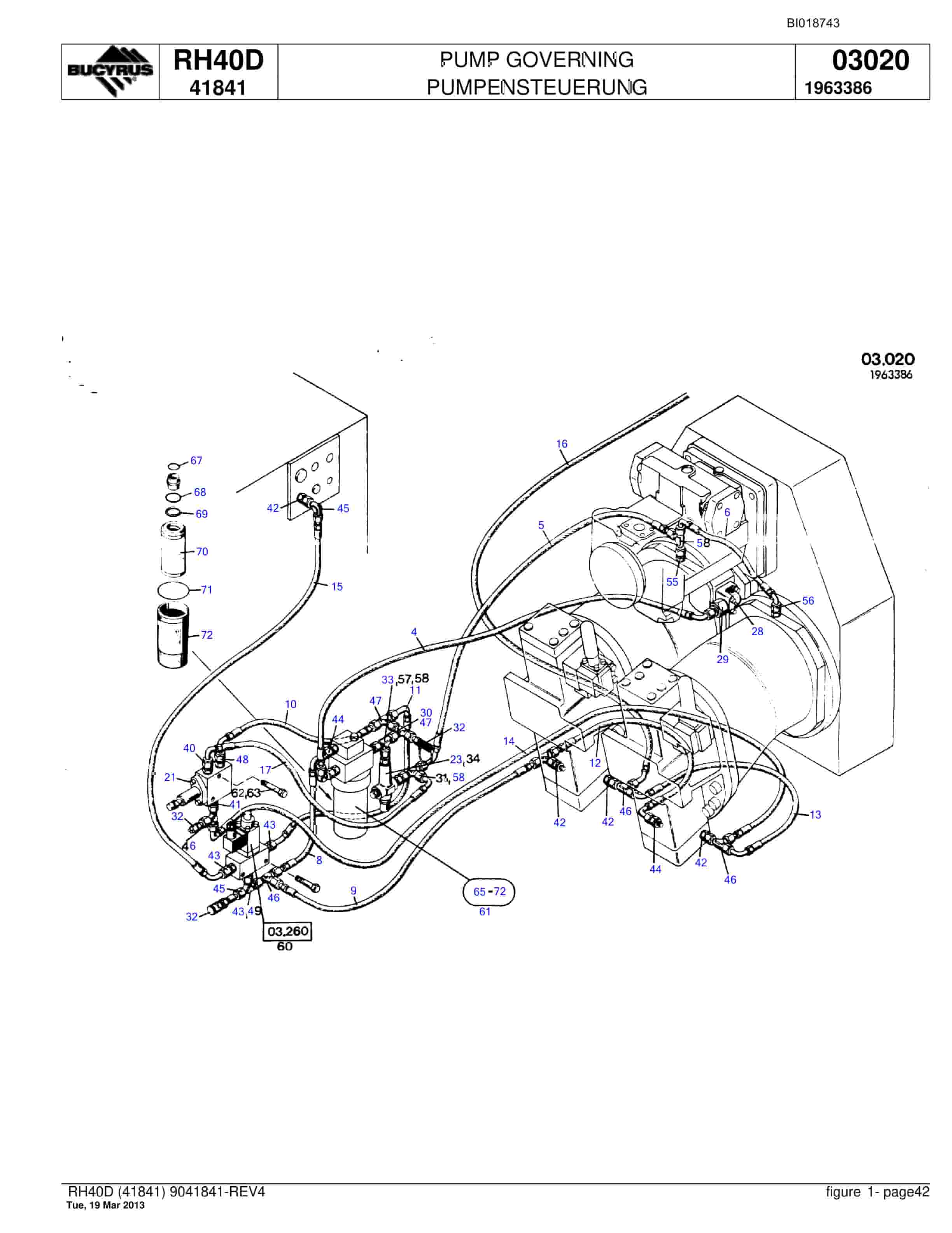 Bucyrus RH40D Hydraulic Excavator Parts Catalog BI018743-2